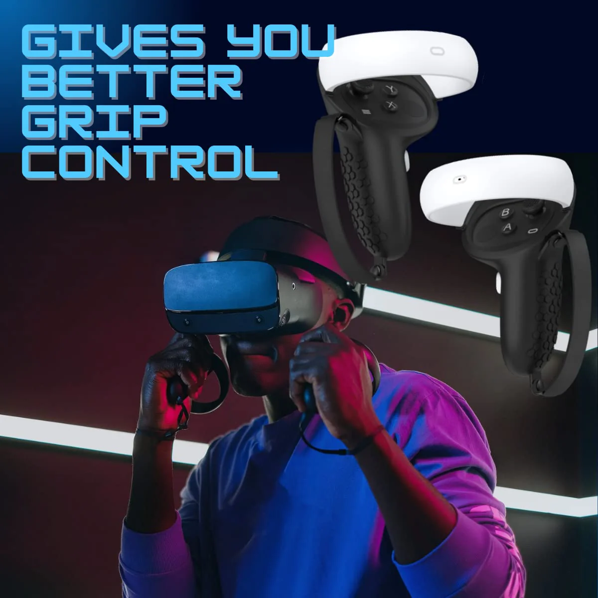 Controller Grip for Oculus Meta Quest 2 Accessories Grips Cover for VR Touch Controllers Covers Protector with Non-Slip Joystick Covers 1Pair Black - Image 2
