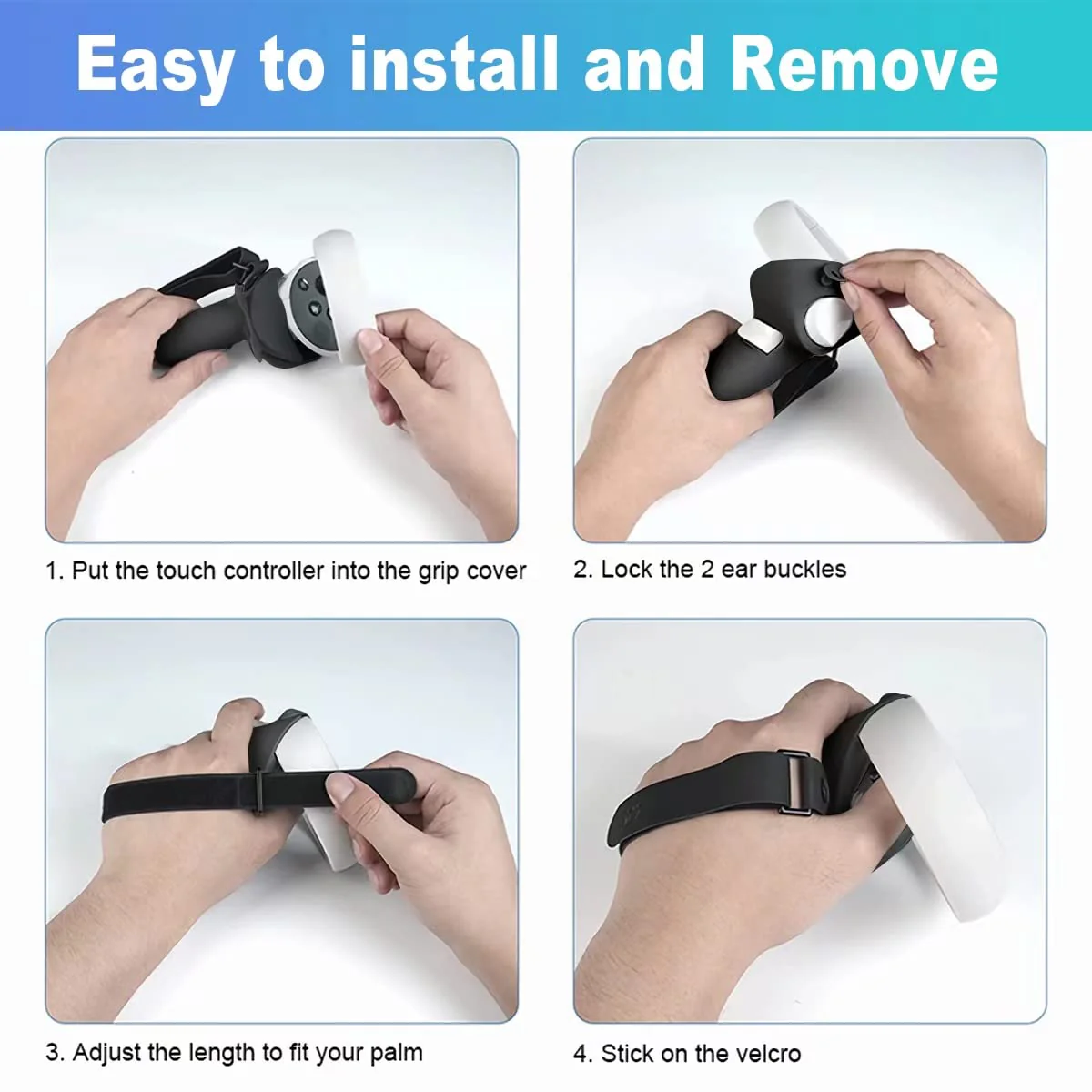 Controller Grip for Oculus Meta Quest 2 Accessories Grips Cover for VR Touch Controllers Covers Protector with Non-Slip Joystick Covers 1Pair Black - Image 4