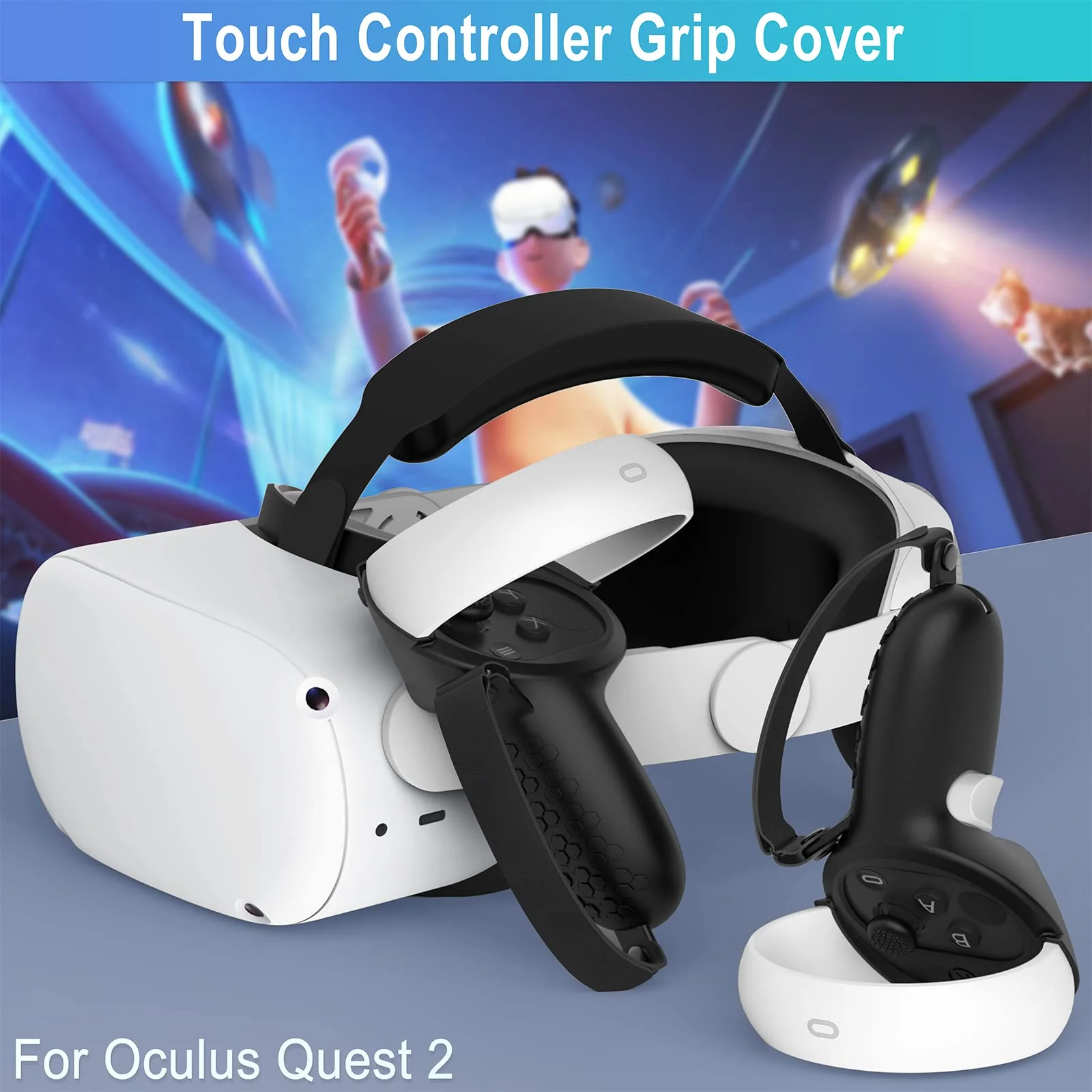 Controller Grip for Oculus Meta Quest 2 Accessories Grips Cover for VR Touch Controllers Covers Protector with Non-Slip Joystick Covers 1Pair Black - Image 6
