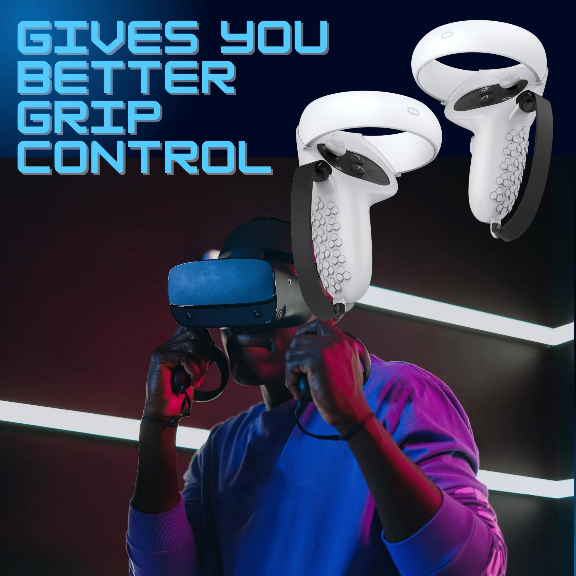 Controller Grip for Oculus Meta Quest 2 Accessories Grips Cover for VR Touch Controllers Covers Protector with Non-Slip Joystick Covers 1Pair (Gray) Gray - Image 2