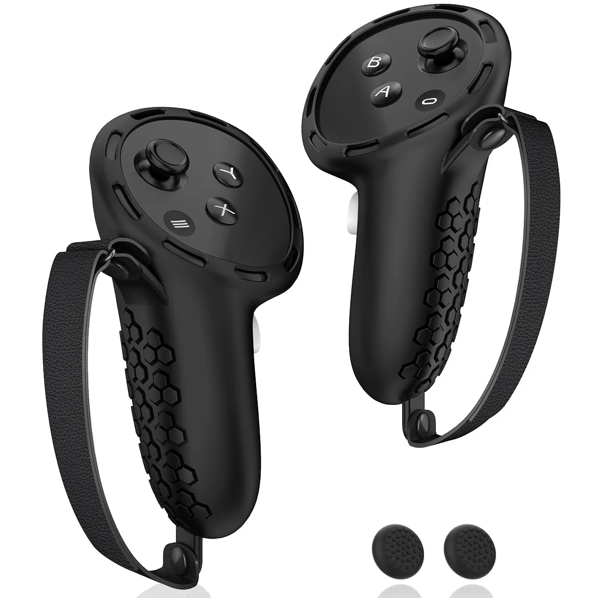 Controller Grips for Oculus Meta Quest 3 Touch Plus Controllers Grip Cover for VR Controllers Straps Silicone Covers Protector, Non-Slip Thumbstick Covers, 1Pair, Black