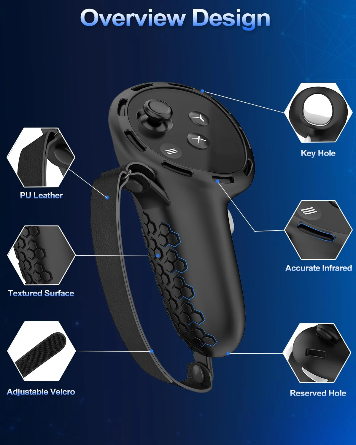 Controller Grips for Oculus Meta Quest 3 Touch Plus Controllers Grip Cover for VR Controllers Straps Silicone Covers Protector, Non-Slip Thumbstick Covers, 1Pair, Black - Image 3