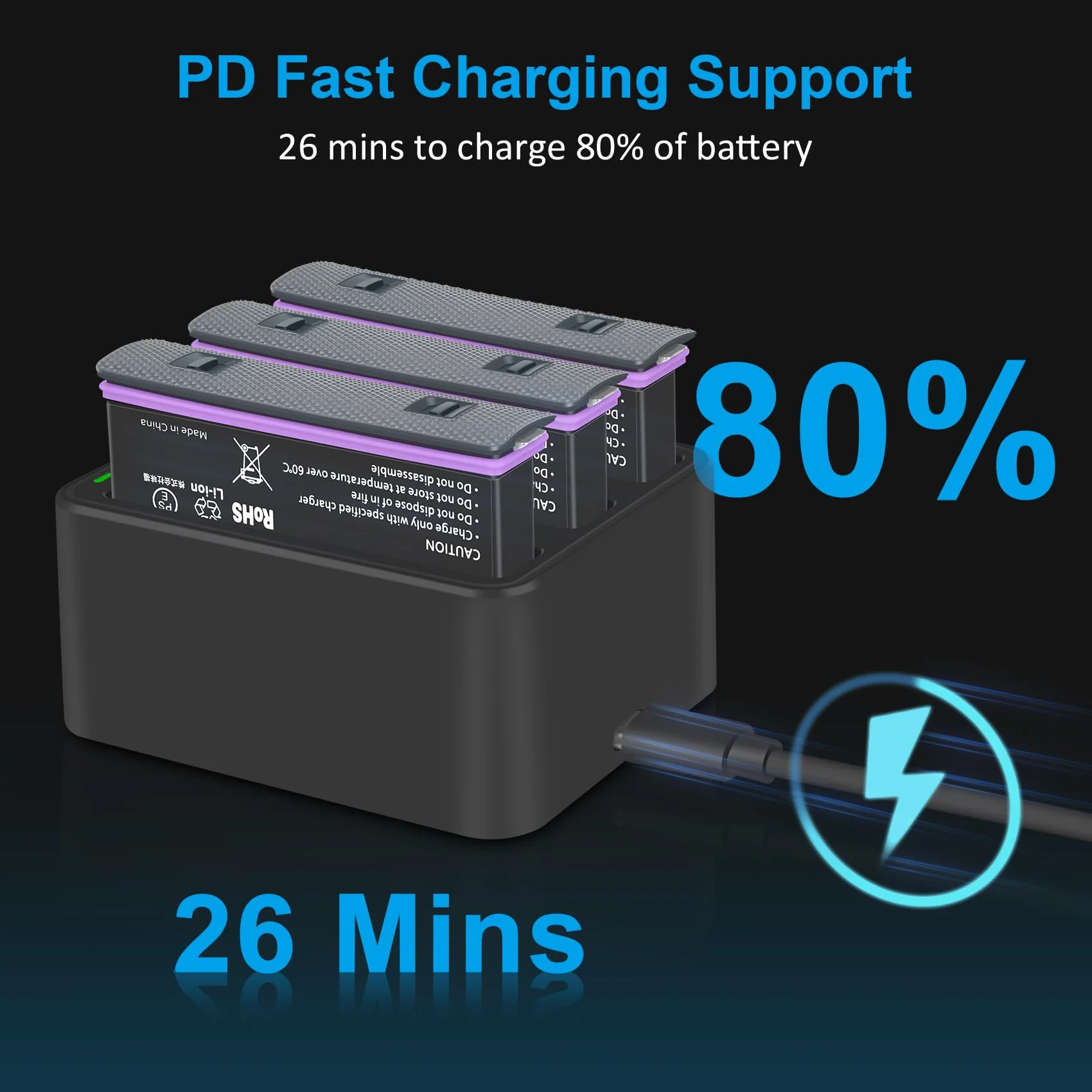 COOLSHOW Action Camera X4 Battery Replacement 2500mAh 2 Packs Only Compatible with Insta360 X4 Camera - Image 6