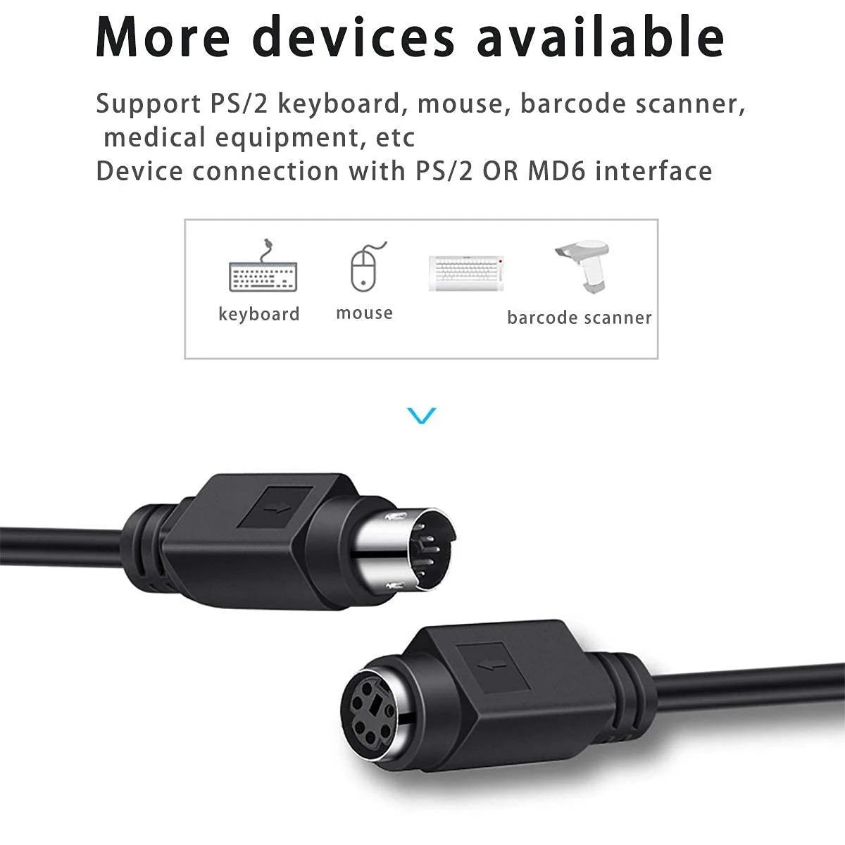 Copper Wires PS/2 Extension Cable, Mini Din 6pin Male to Female Cable for Computer PC Keyboard/Mouse/KVM & More 6ft( M/F 2M) - Image 5