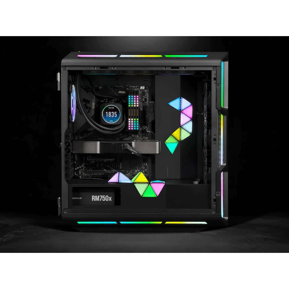 Corsair iCUE LC100 Case Accent Lighting Panels - Mini Triangle - 9X Tile Starter Kit (81 RGB LEDs with Light Diffusion, Simple Magnetic Attachment, iCUE Lighting Node PRO Included) - Image 2