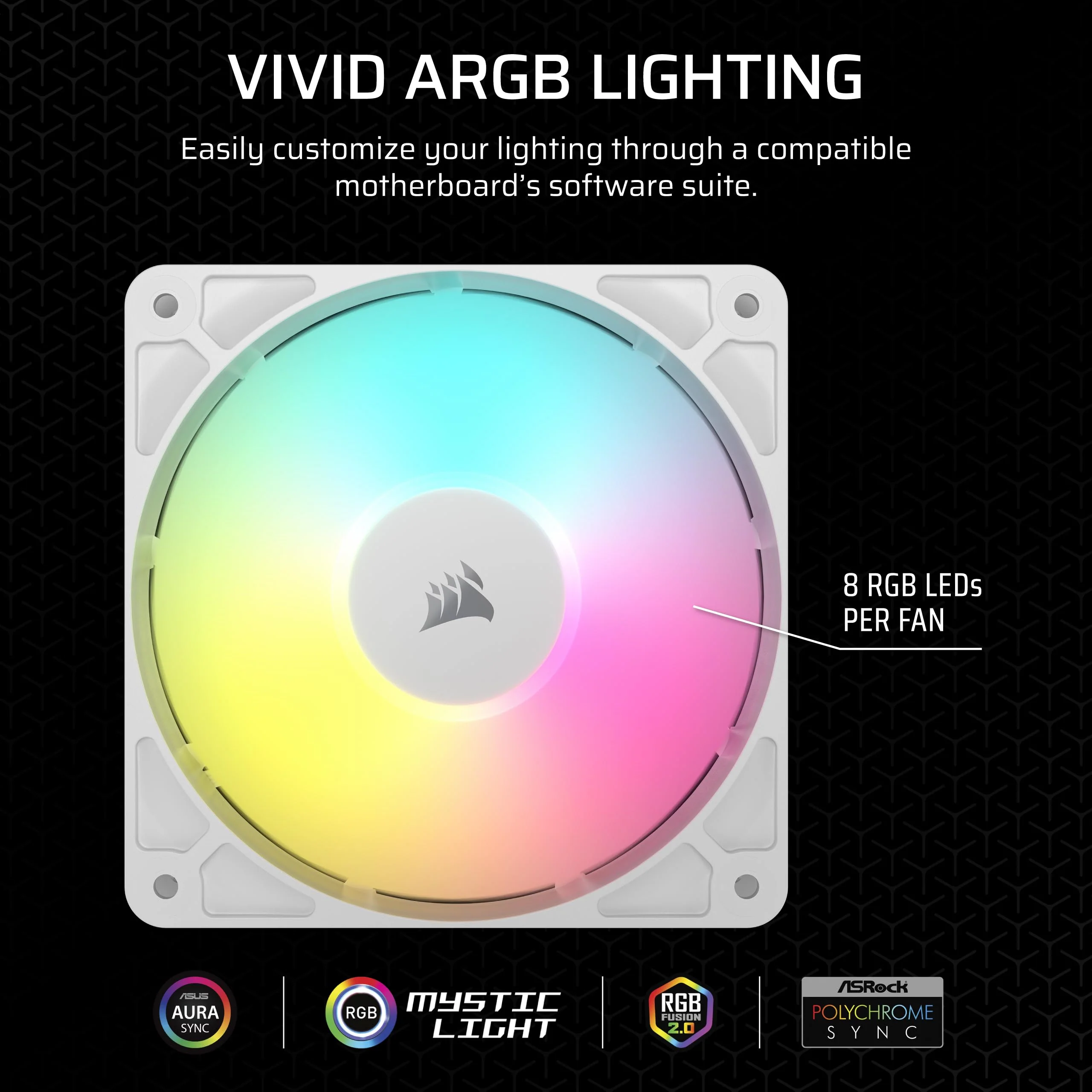 CORSAIR RS120 ARGB 120mm PWM Fans โ Daisy-Chain Connection โ Low-Noise โ Magnetic Dome Bearing โ Triple Pack โ White 3 x 120mm - Image 4