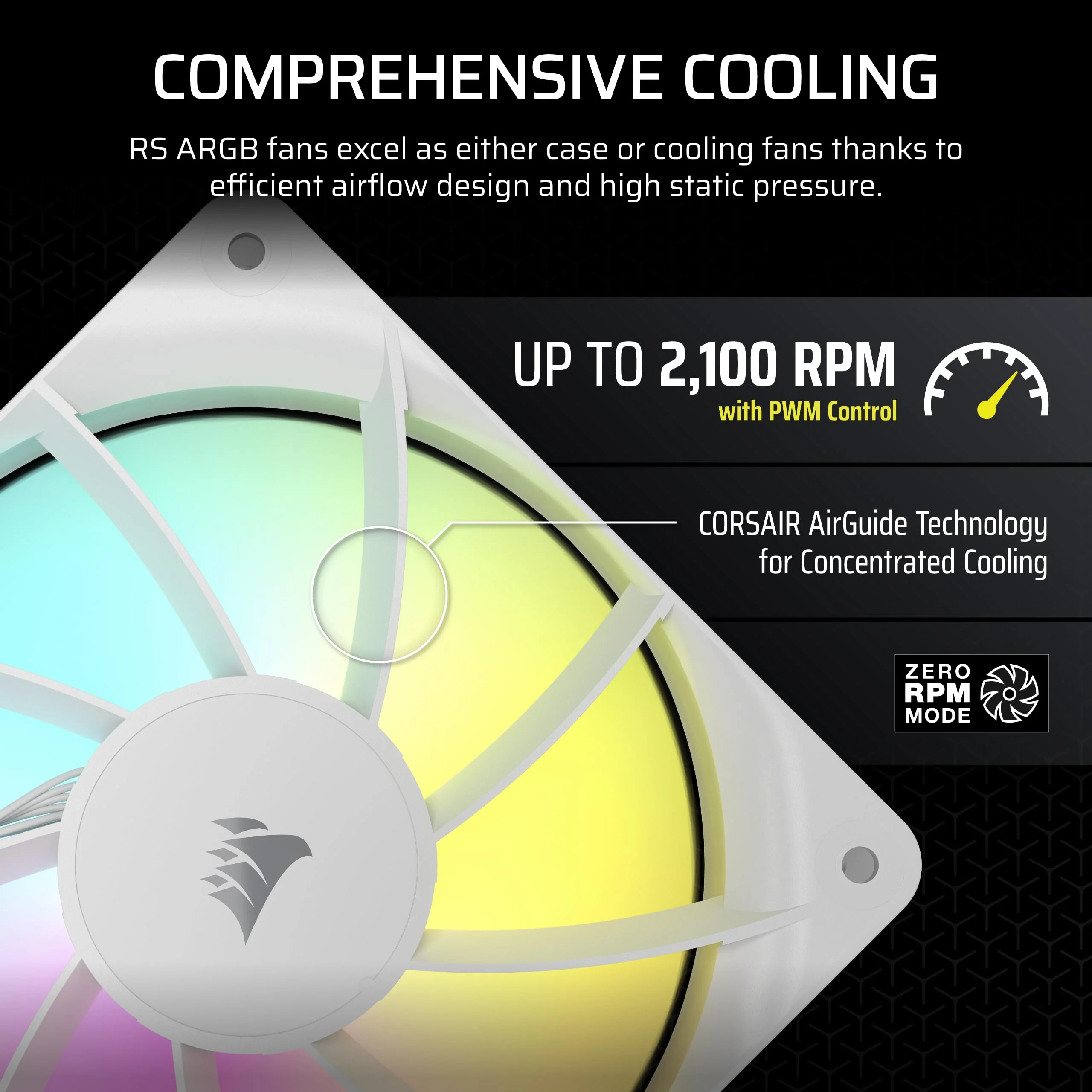 CORSAIR RS120 ARGB 120mm PWM Fans โ Daisy-Chain Connection โ Low-Noise โ Magnetic Dome Bearing โ Triple Pack โ White 3 x 120mm - Image 6