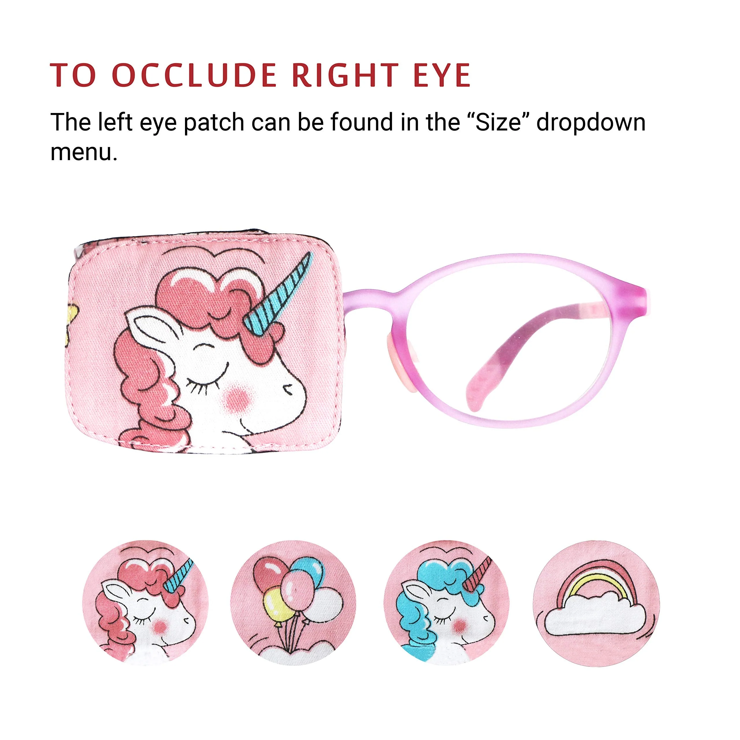 Cotton & Silk Eye Patch for Kids Glasses (Right Eye, Pink Hair Unicorn) To Cover Right Eye Baby Pink - Pink Hair Unicorn - Image 4
