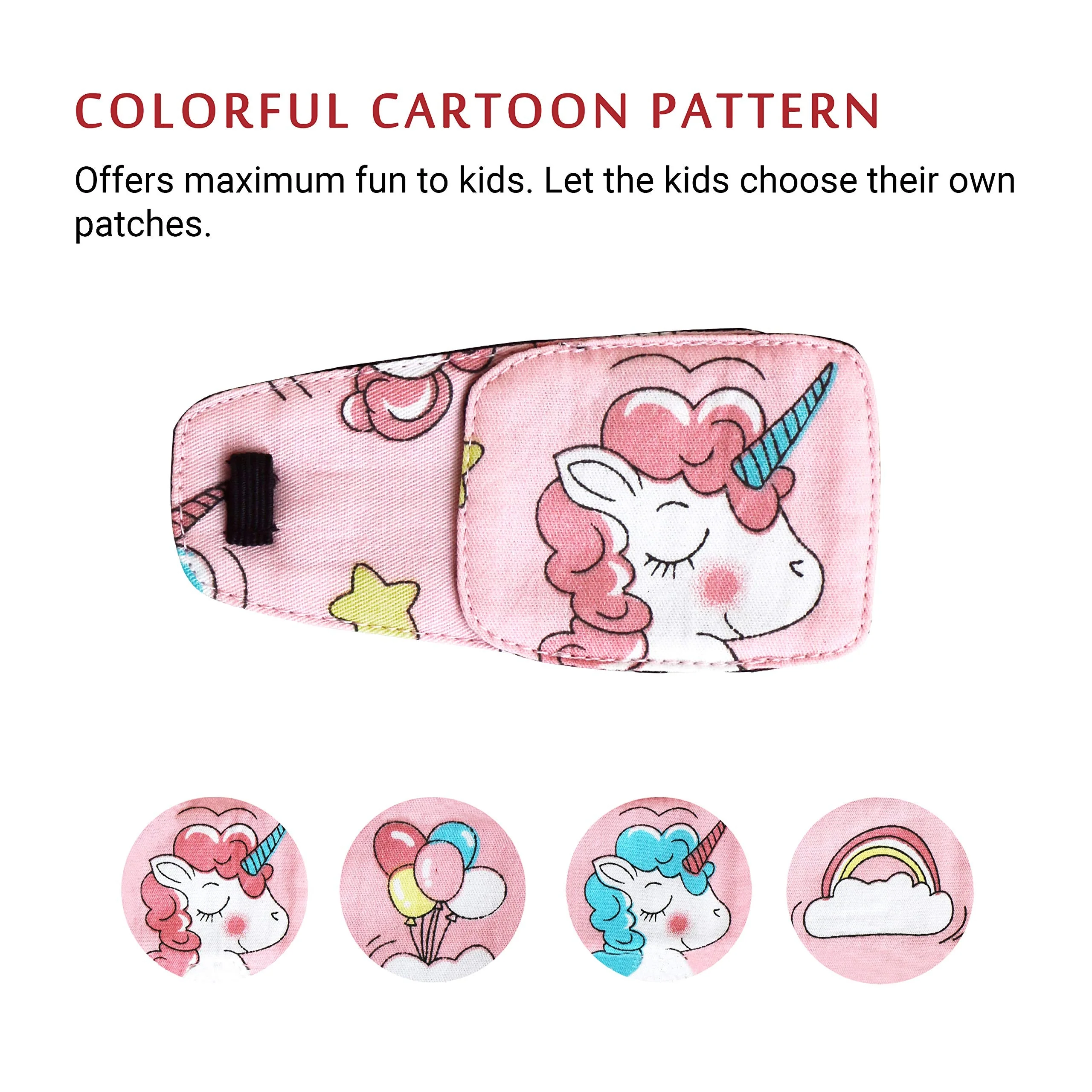 Cotton & Silk Eye Patch for Kids Glasses (Right Eye, Pink Hair Unicorn) To Cover Right Eye Baby Pink - Pink Hair Unicorn - Image 5