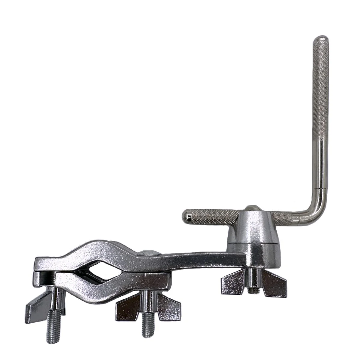 Cowbell Mounting Clamp with 9.5 mm Steel Arm Short Cowbell L Rod Holder Cowbell Percussion Mount Rod Mounting Bracket for Jam Blocks Tambourine Drum Set Parts Hardware, Silver