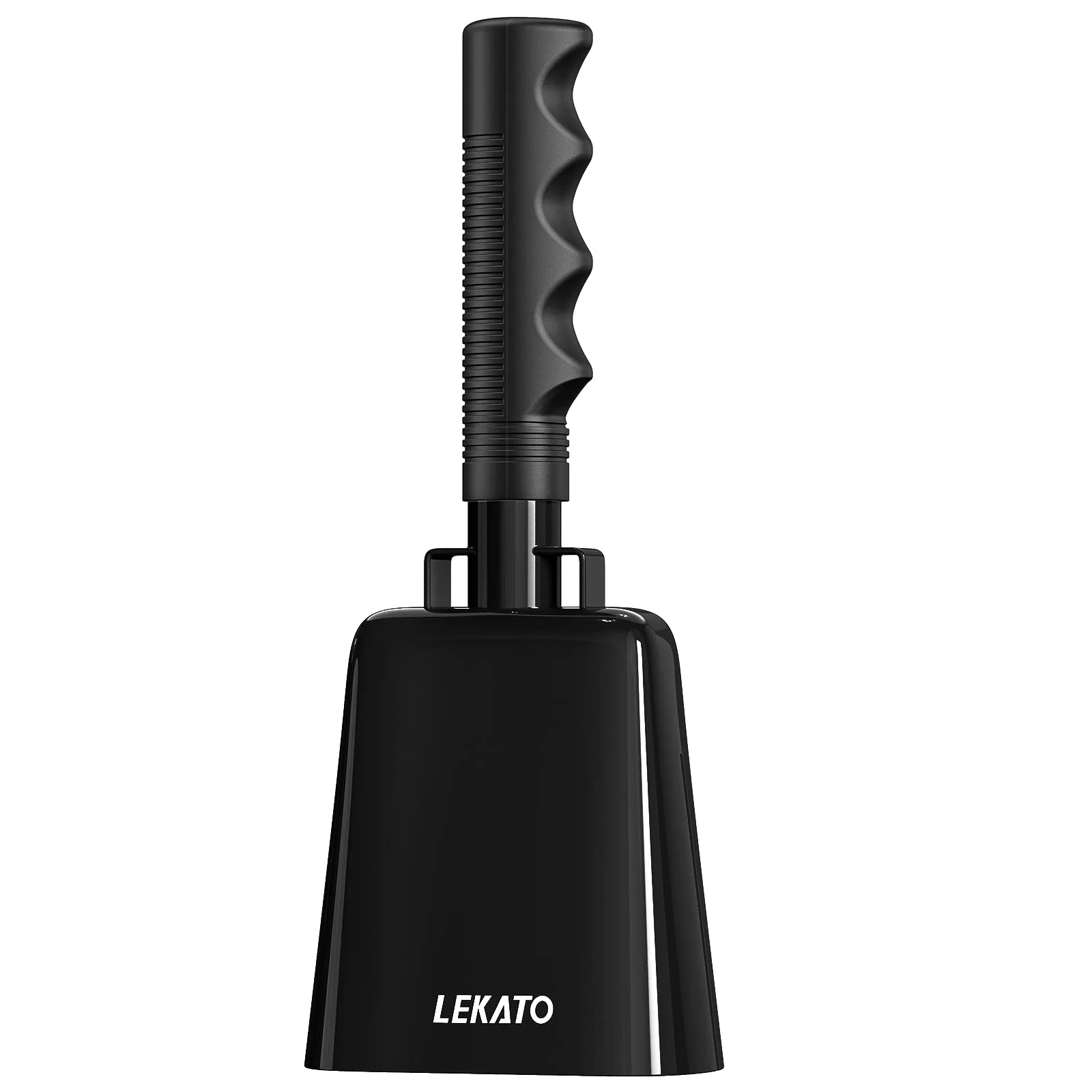 Cowbell Noise Makers with Handle, Cowbell for Sporting Events 8 Inch Cheering Steel Cow Bell for Football Games,Party, Concert, Graduation, School, Farm Ranch(Black) Black