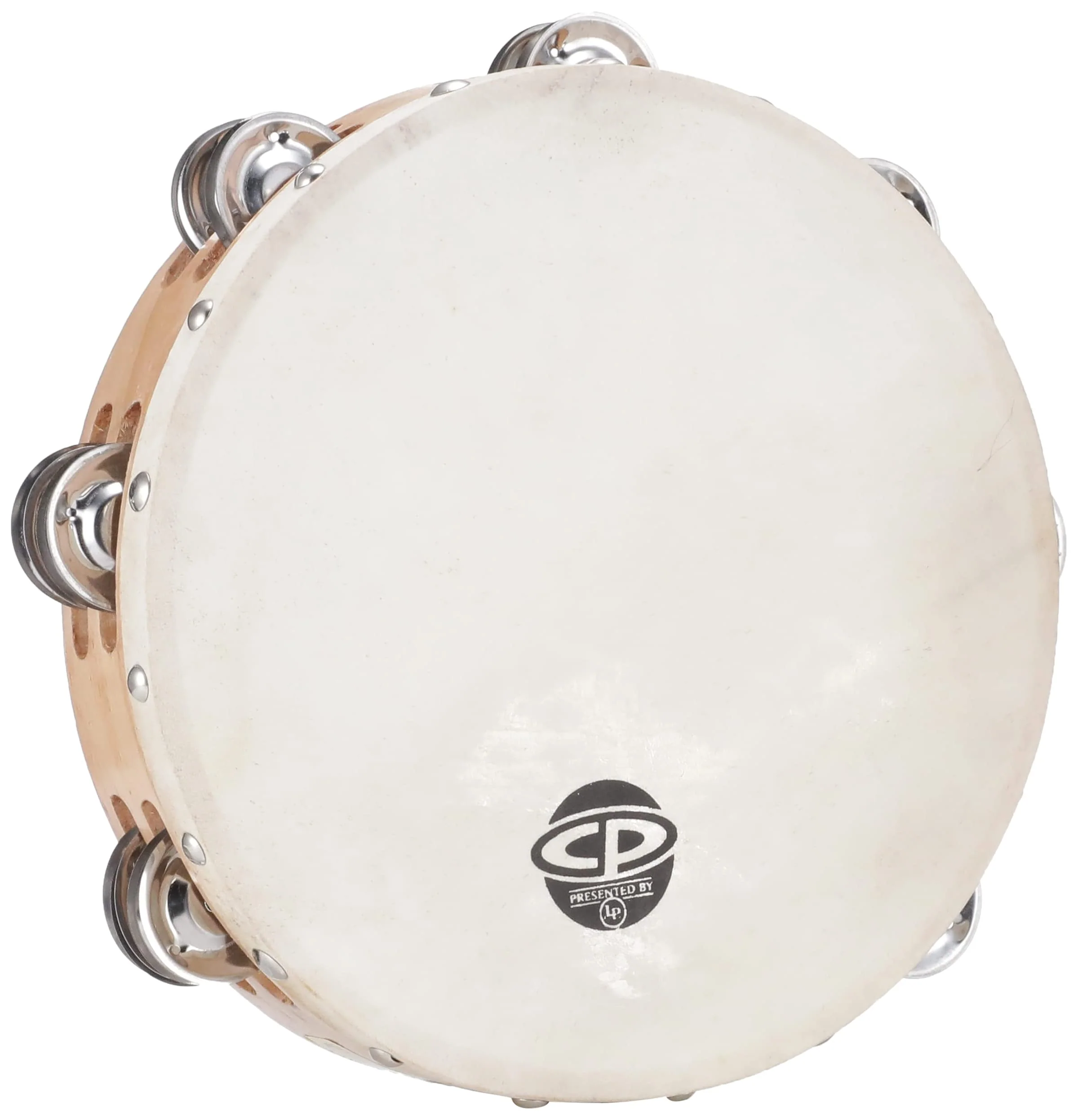 CP380 10" Wood Tambourine, Headed, Double Row Jingles - Image 3