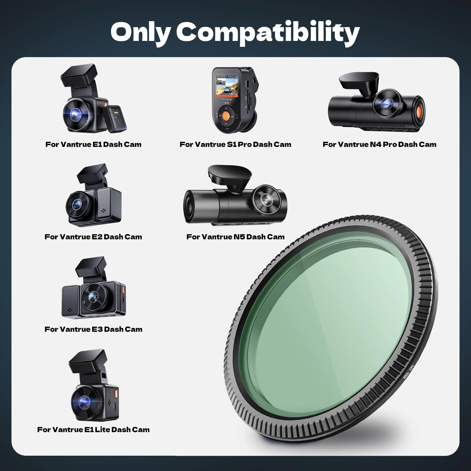 CPL Filter Circular Polarizing Filter,Lens Protection for Vantrue E1, E2, E3, E1 Lite, S1 Pro, N4 Pro,N5 Dash Cam - Image 2