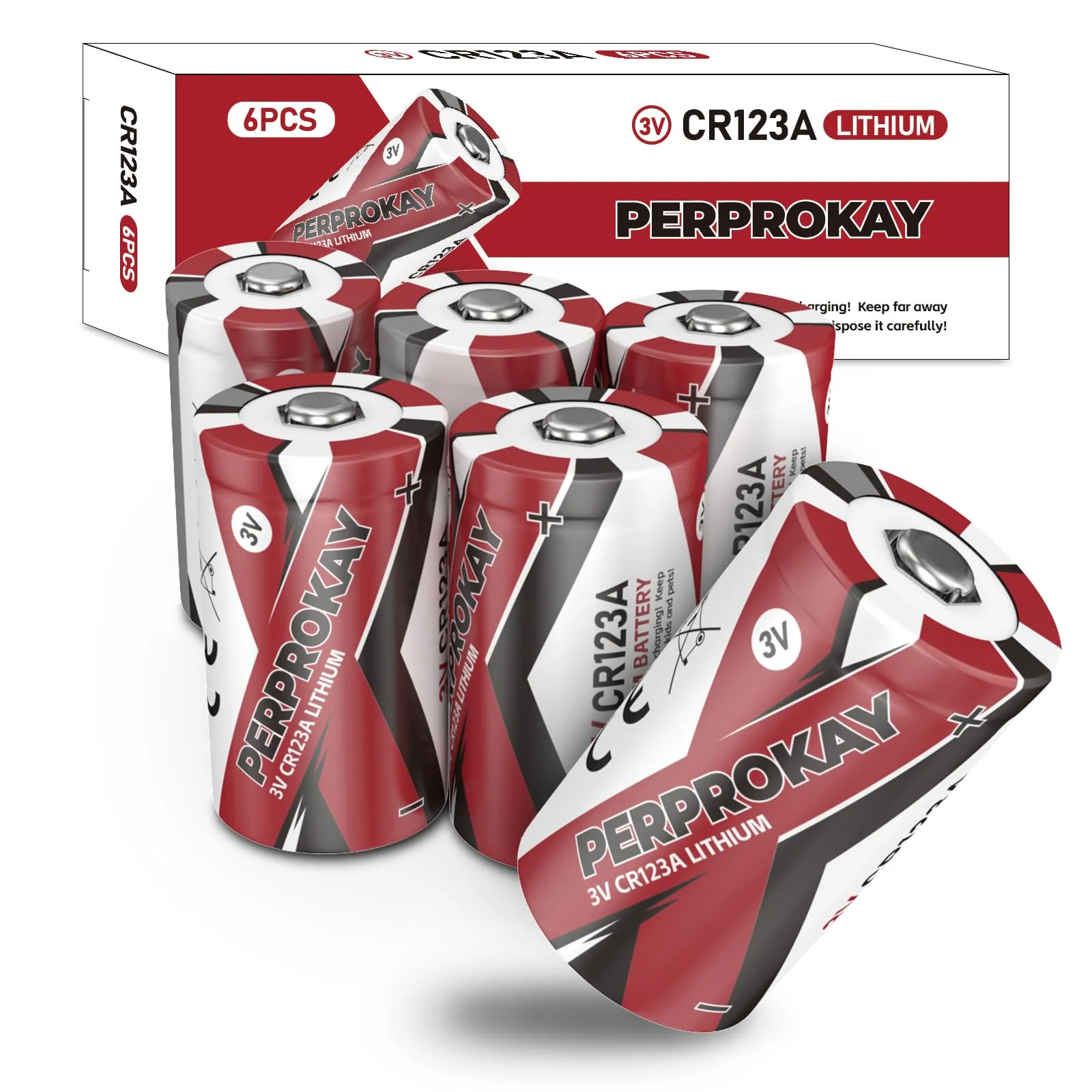 CR123A 3V Lithium Battery 6Pack 1500mAh 3 Volt CR123, 123A, 123, CR17345, CR17335 Batteries Lithium for Camera, Flashlights, Lasers, Alarm Sensors, Optics【Non-Rechargeable】