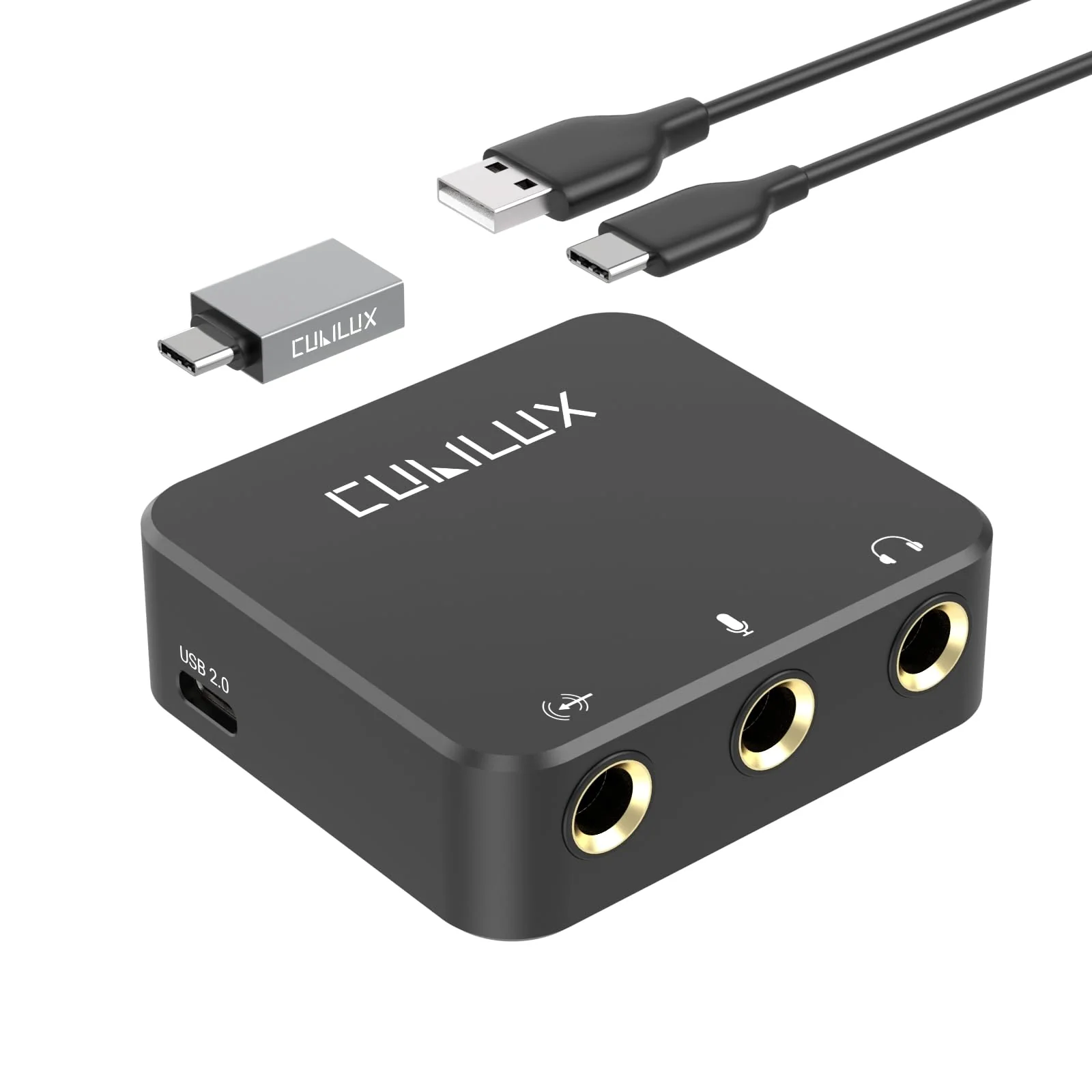 Cubilux HLMS-C5 USB to 6.35mm Audio Audio Adapter for Recording, Podcasting Live Streaming, USB A to 1/4-Inch AUX HUB with Mono Microphone Input, Stereo Line-In and Headphone Out