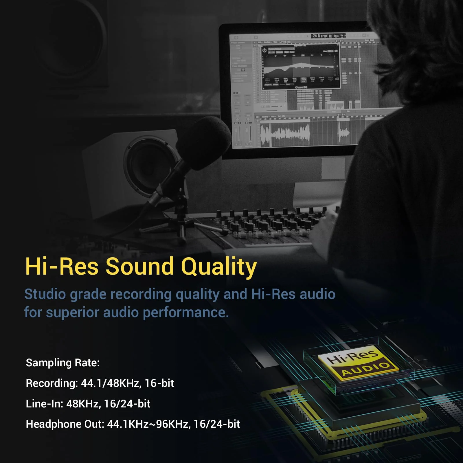 Cubilux HLMS-C5 USB to 6.35mm Audio Audio Adapter for Recording, Podcasting Live Streaming, USB A to 1/4-Inch AUX HUB with Mono Microphone Input, Stereo Line-In and Headphone Out - Image 6