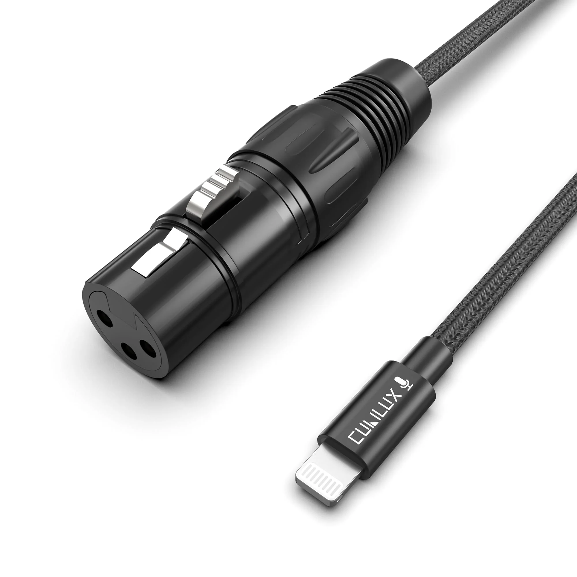 Cubilux XLR Female to Lightning Microphone Cable for Recording, Karaoke, XLR Dynamic Microphone/XLR Lapel Microphone to Lightning braided cable for iPhone 14/13/12 pro max, iPad 9/8/7, iPod, 2m/6.5FT