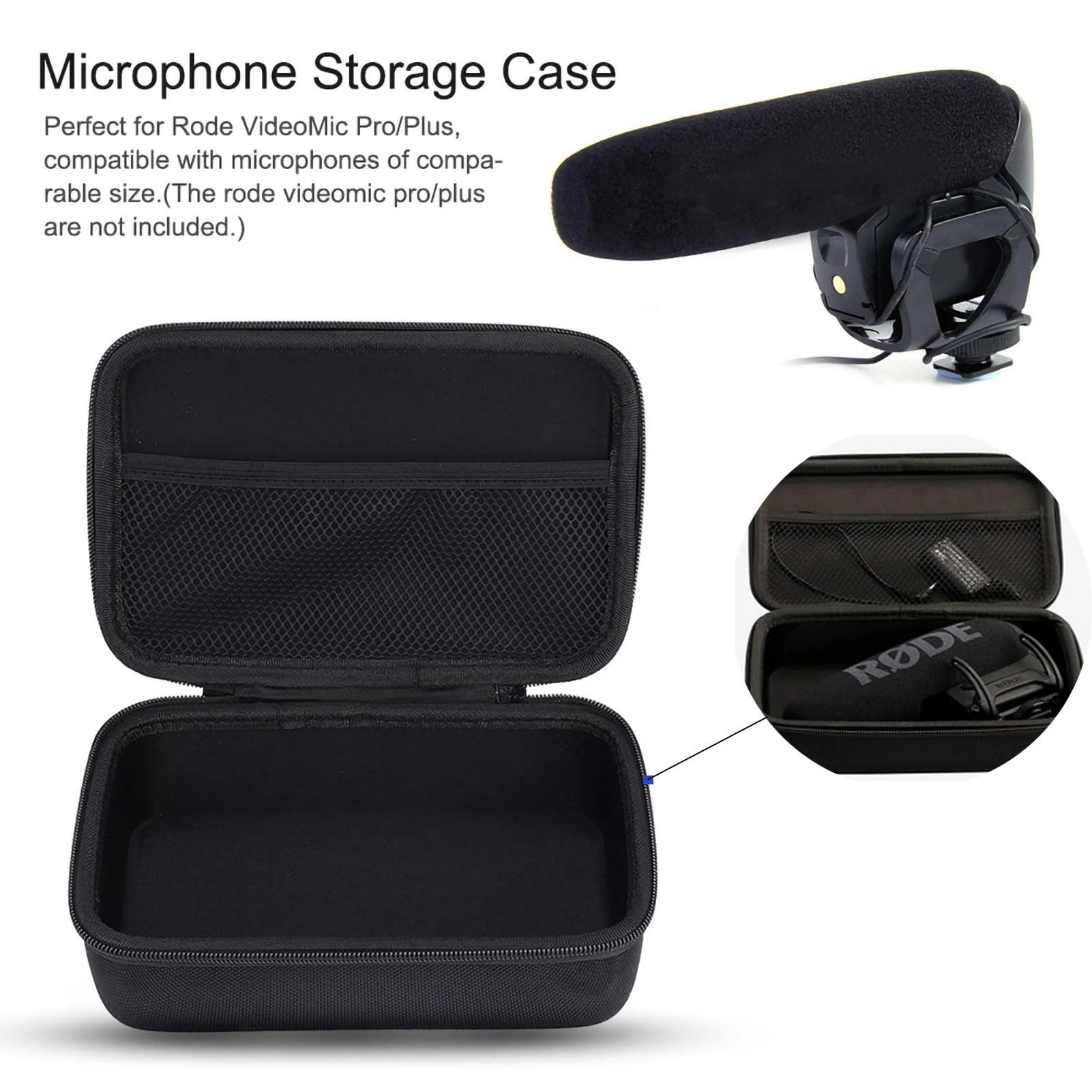 Cuifati Microphone Storage Case,Protecting Storage Case Box,Hard Travel Storage Carrying Case,for Rode VideoMic Pro Plus On-Camera Microphone,Compatible with Microphones of Comparable Size - Image 2