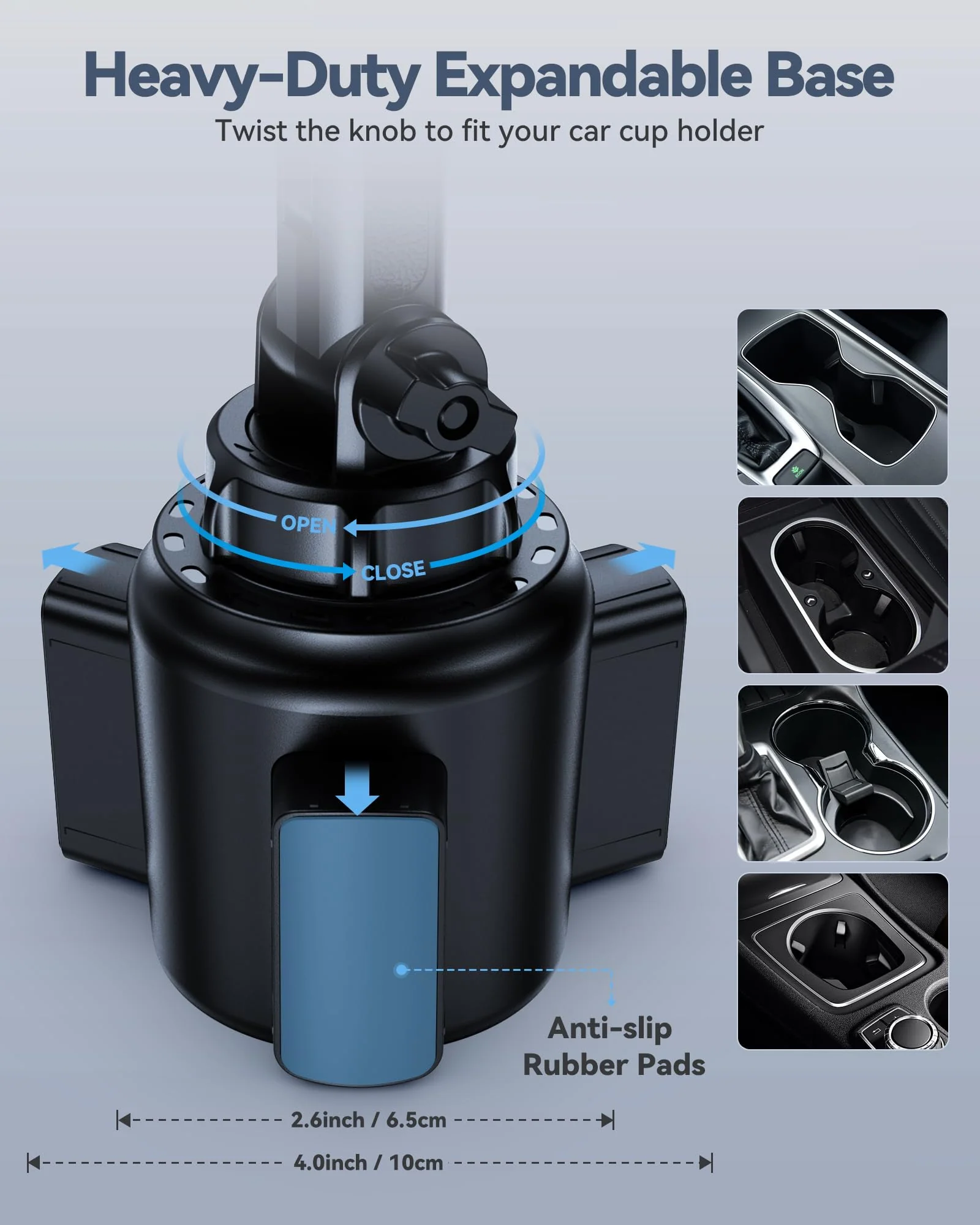 Cup Holder Tablet Mount for Car, Universal iPad Cup Holder Mount for Truck with Adjustable Arm for iPad Pro 12.9/11/10.5/9.7/Air/Mini, iPhone, Samsung Galaxy Tab/Z Fold 4/3, 4.7-13" Tablets - Image 5