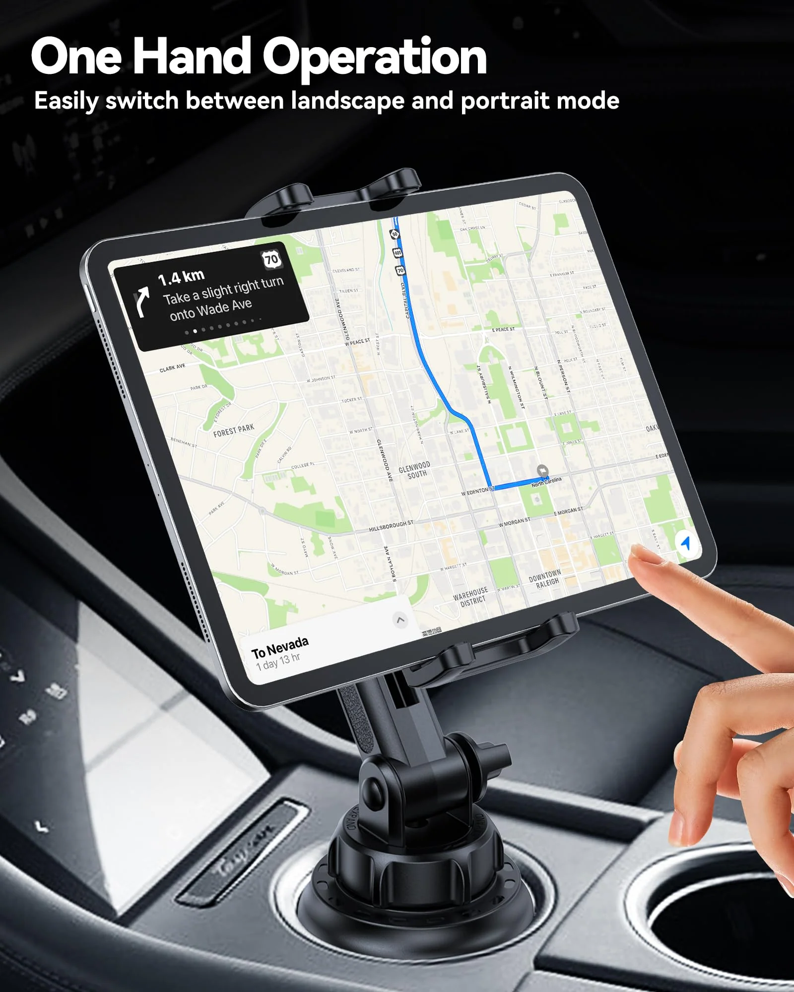 Cup Holder Tablet Mount for Car, Universal iPad Cup Holder Mount for Truck with Adjustable Arm for iPad Pro 12.9/11/10.5/9.7/Air/Mini, iPhone, Samsung Galaxy Tab/Z Fold 4/3, 4.7-13" Tablets - Image 7
