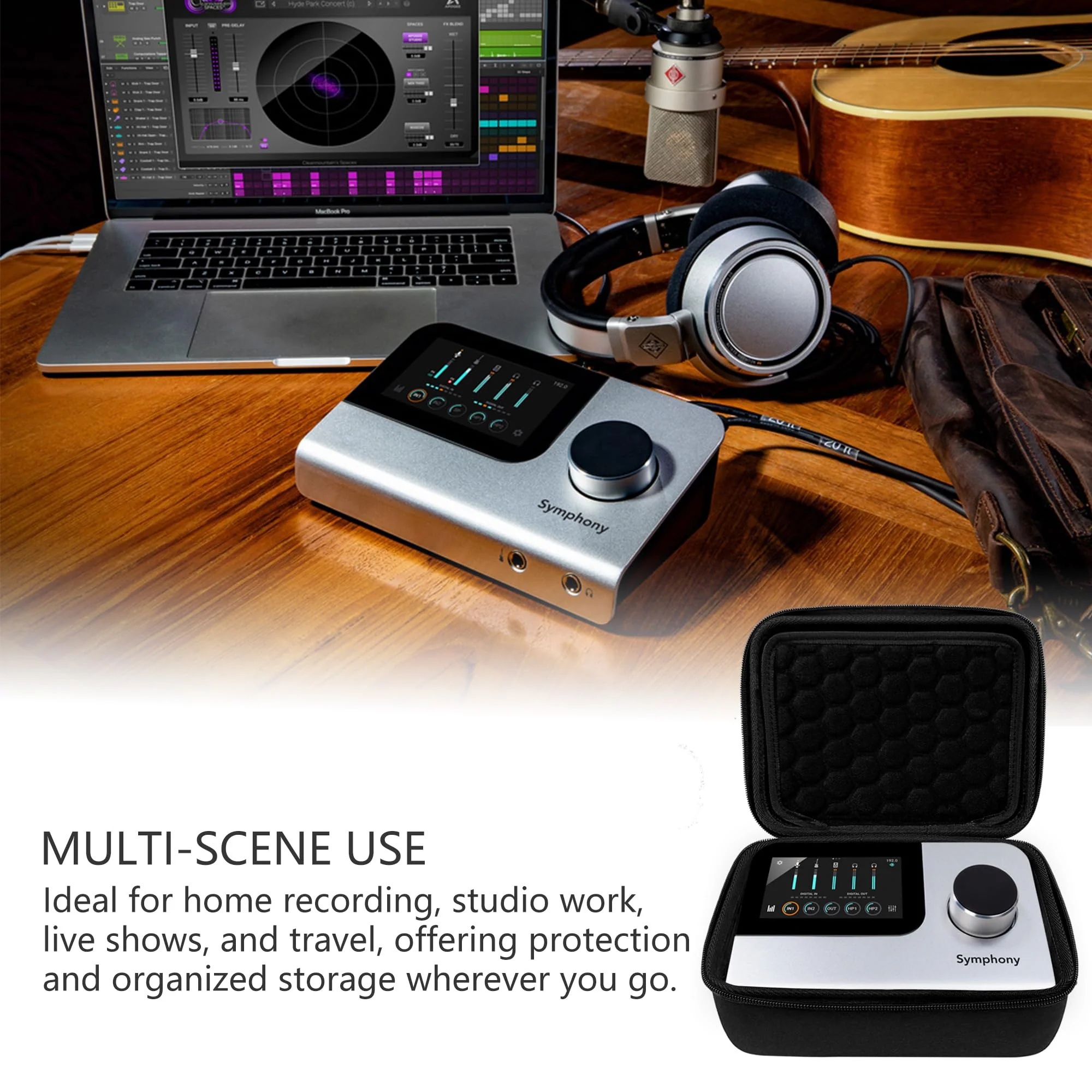 Custom Audio Interface Case Compatible with Apogee Symphony Desktop, EVA Hard Shell with Dual Zippers, Mesh Pocket & Handle, Protective Storage for Studio Recording, Live Show & Travel Bag - Image 6