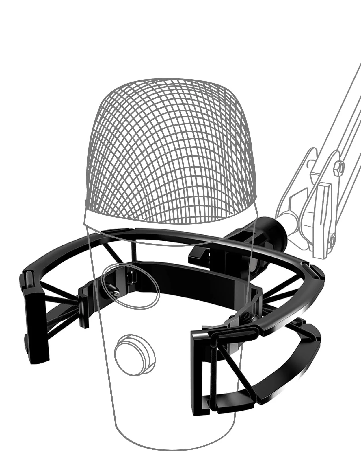Custom Built for Blue Nano Microphone Shock Mount with Pop Filter, Anti-Vibration Suspension Elastic Shock Mount Holder Clip Mic Mount Stand with 3/8" or 1/4" Screw Adapter Compatible with Nano