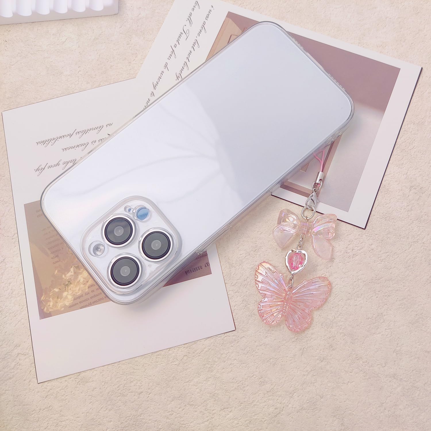 Cute Y2K Phone Charm Aesthetic Phone Charms Accessories Cute Phone Lanyard String for Bag Purse Backpack Airpods Pendants Decor 3x Pink Butterfly Heart - Image 4