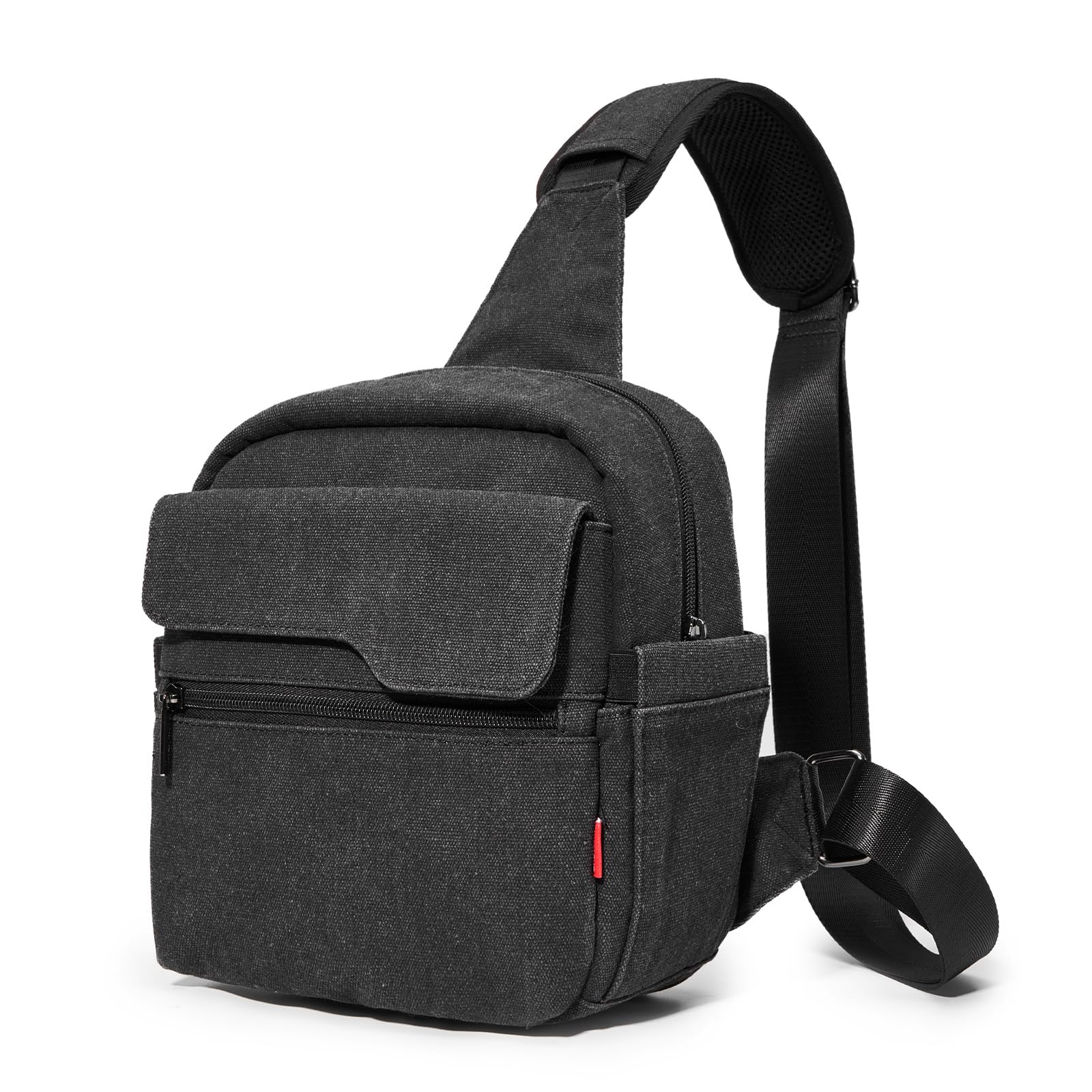 Cwatcun Camera Sling Bag Compact Small Camera Case, Waterproof Canvas Crossbody Camera Bag with Rain Cover, Travel Photography Bag for Canon, Nikon, Sony, Fuji DSLR/SLR/Mirrorless Cameras, Lens Black