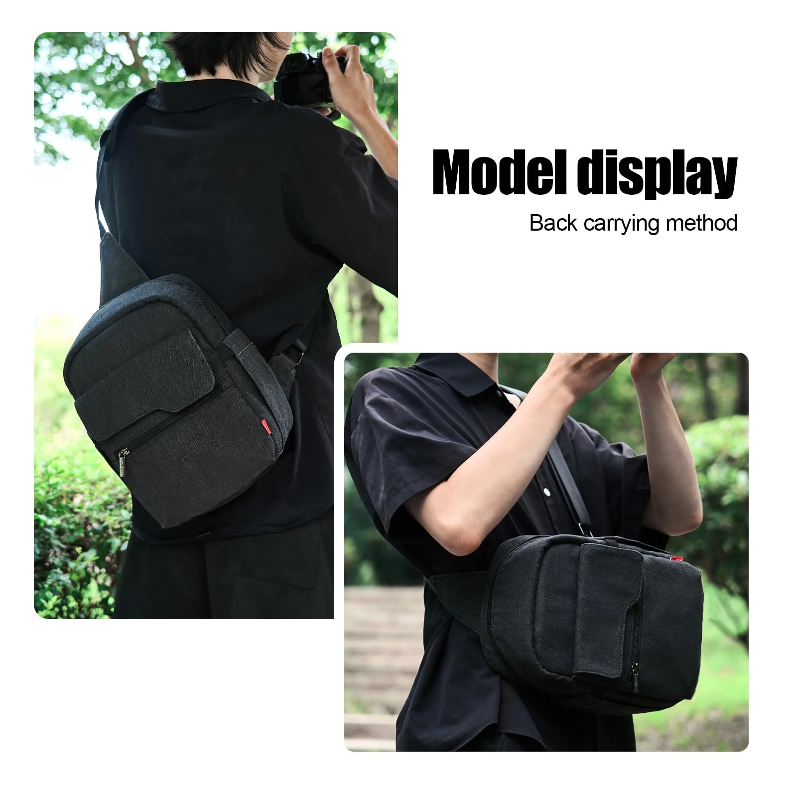 Cwatcun Camera Sling Bag Compact Small Camera Case, Waterproof Canvas Crossbody Camera Bag with Rain Cover, Travel Photography Bag for Canon, Nikon, Sony, Fuji DSLR/SLR/Mirrorless Cameras, Lens Black - Image 7