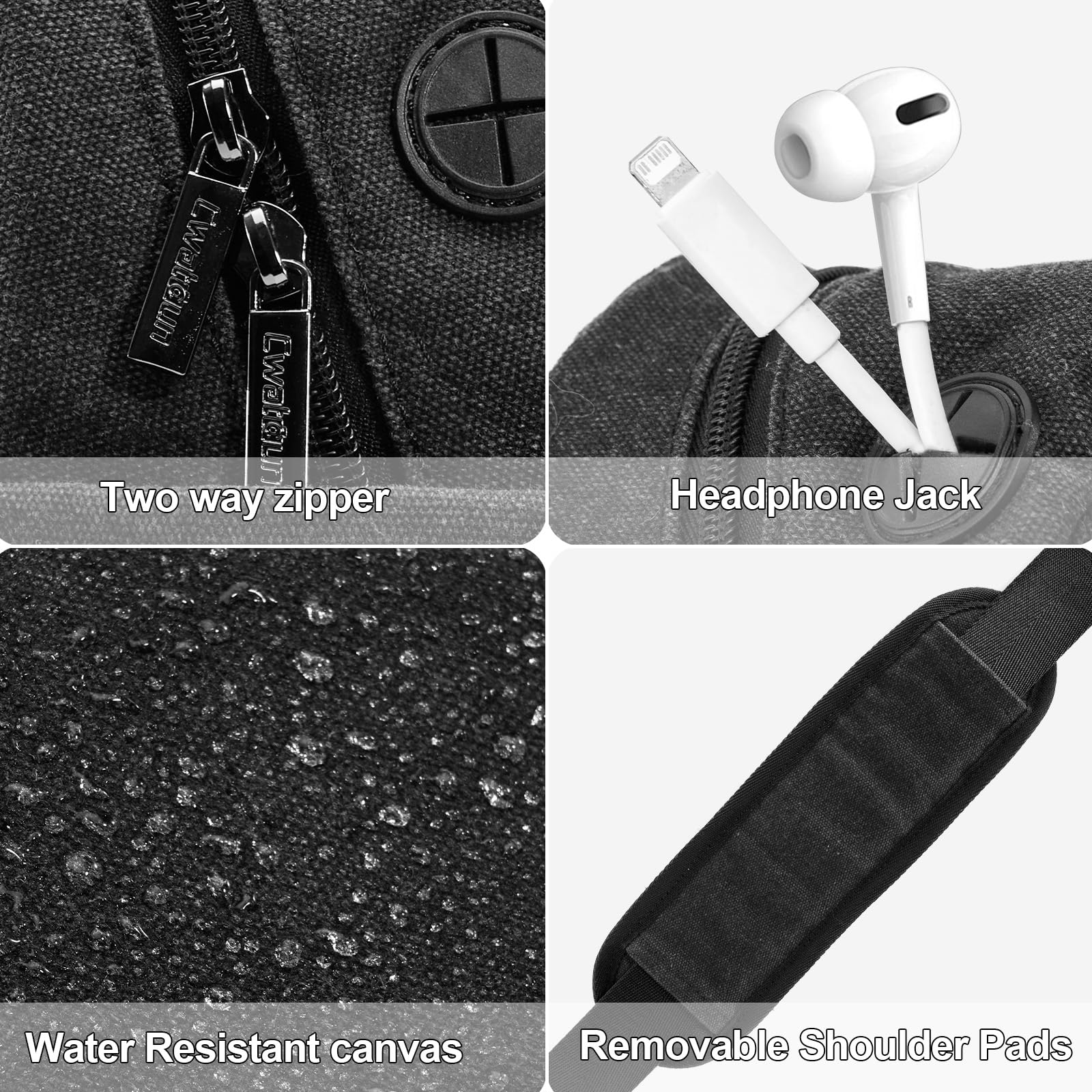Cwatcun Camera Sling Bag Compact Small Camera Case, Waterproof Canvas Crossbody Camera Bag with Rain Cover, Travel Photography Bag for Canon, Nikon, Sony, Fuji DSLR/SLR/Mirrorless Cameras, Lens Black - Image 8