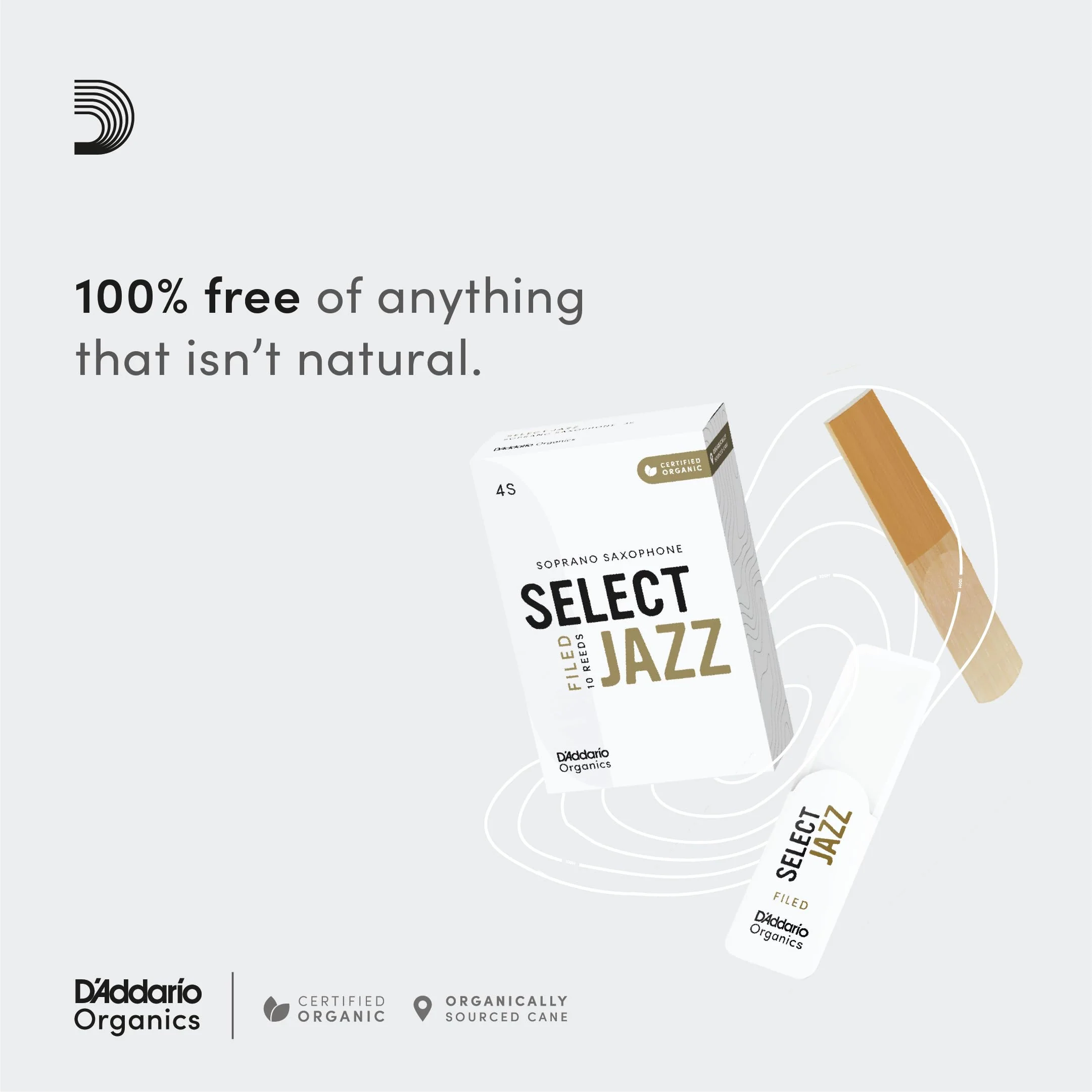 D’Addario Woodwinds - Organic Select Jazz Alto Saxophone Reeds - Alto Sax Reeds - Individually Sealed - Filed, Medium, Strength 2, 3-Pack - Image 6
