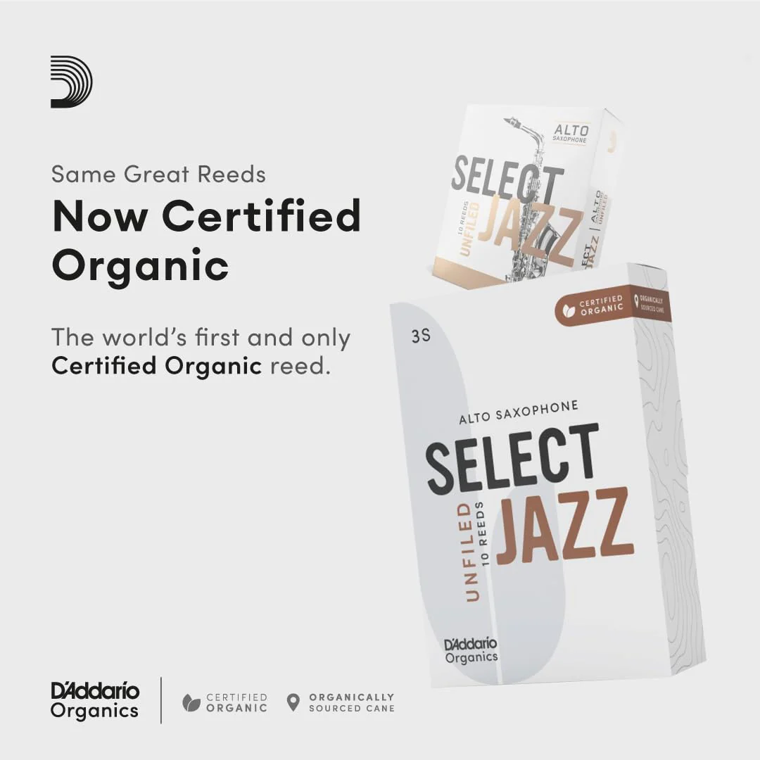 D’Addario Woodwinds - Organic Select Jazz Alto Saxophone Reeds - Alto Sax Reeds - Individually Sealed - Unfiled, Medium, Strength 3, 10-Pack - Image 3