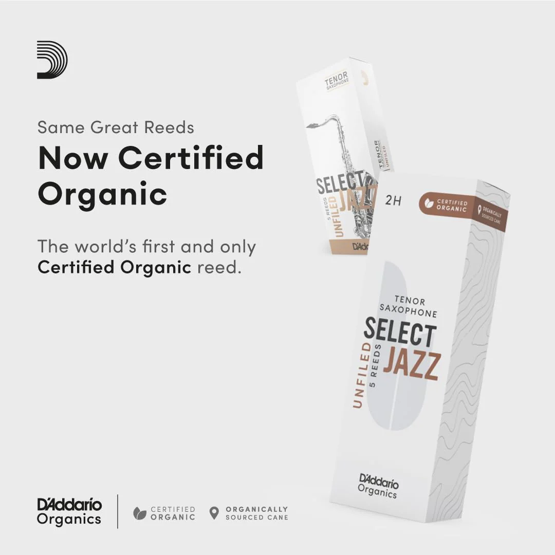 D’Addario Woodwinds - Organic Select Jazz Tenor Saxophone Reeds - Tenor Sax Reeds - Individually Sealed - Unfiled, Medium, Strength 2, 5-Pack - Image 3