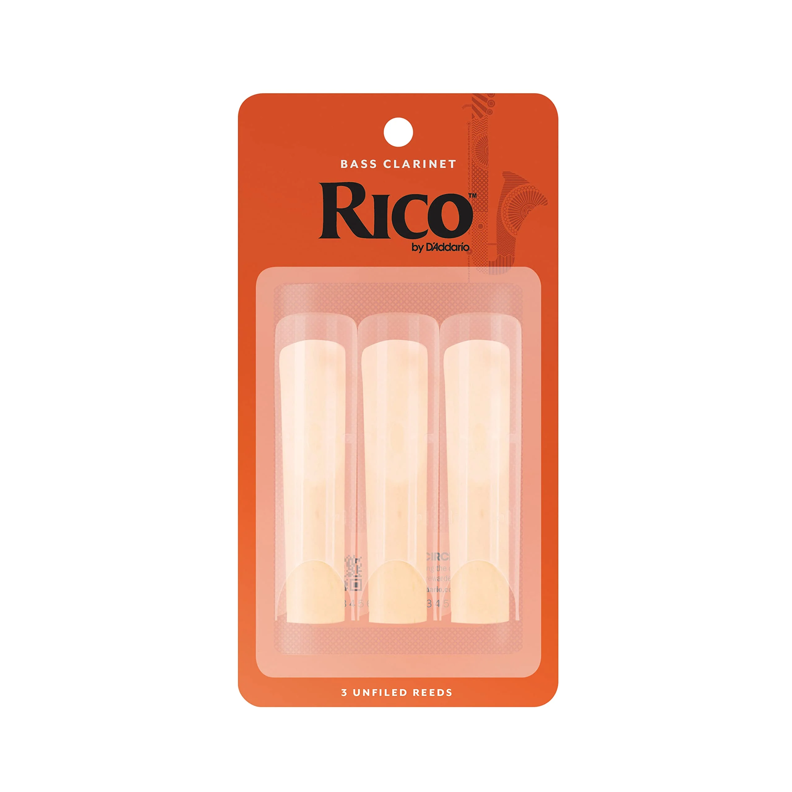 D’Addario Woodwinds - Rico Bass Clarinet Reeds - REA0325 - Strength 2.5, 3-Pack