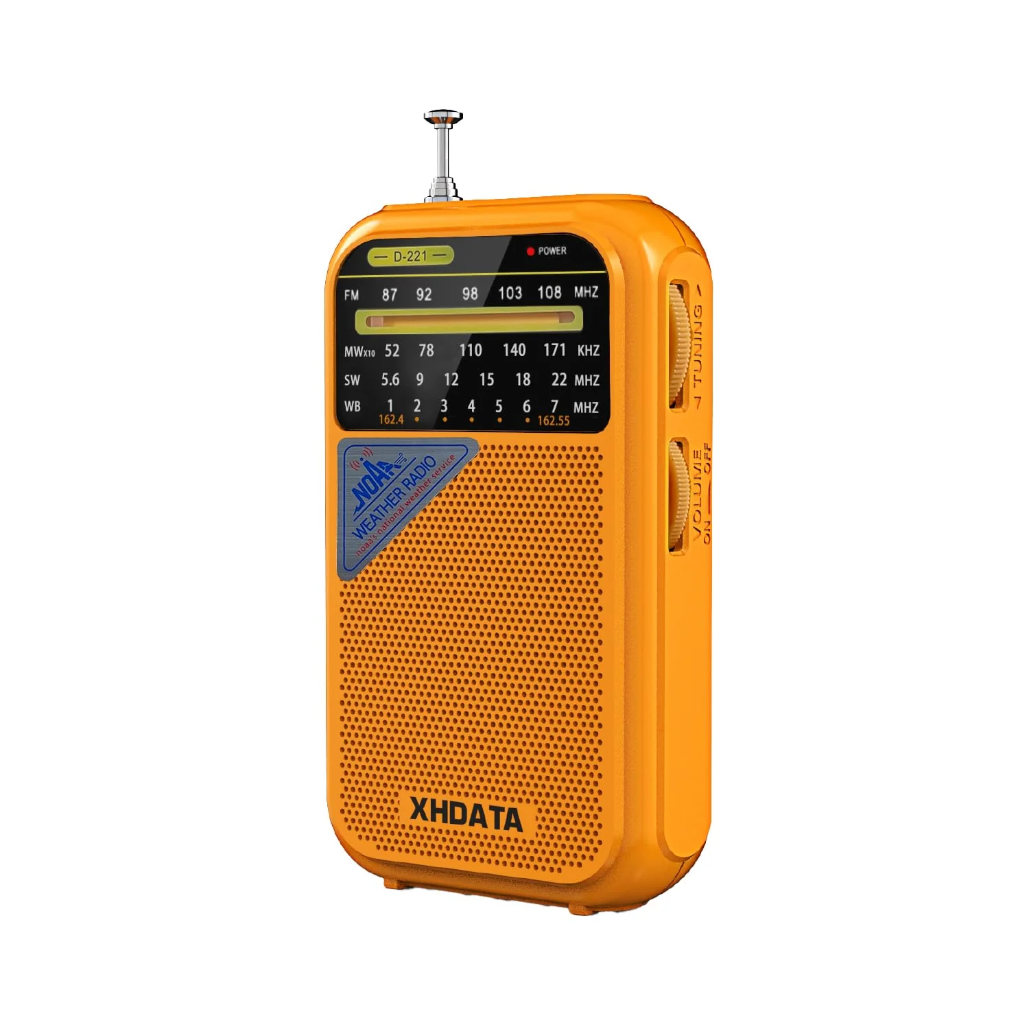D221 NOAA Weather Radio Portable AM FM Shortwave Radio Receiver, 2 AA Battery Operated, Transistor Radio with Excellent Reception for Emergency, Hurricane, Gift, Walking and Home (Orange) Orange