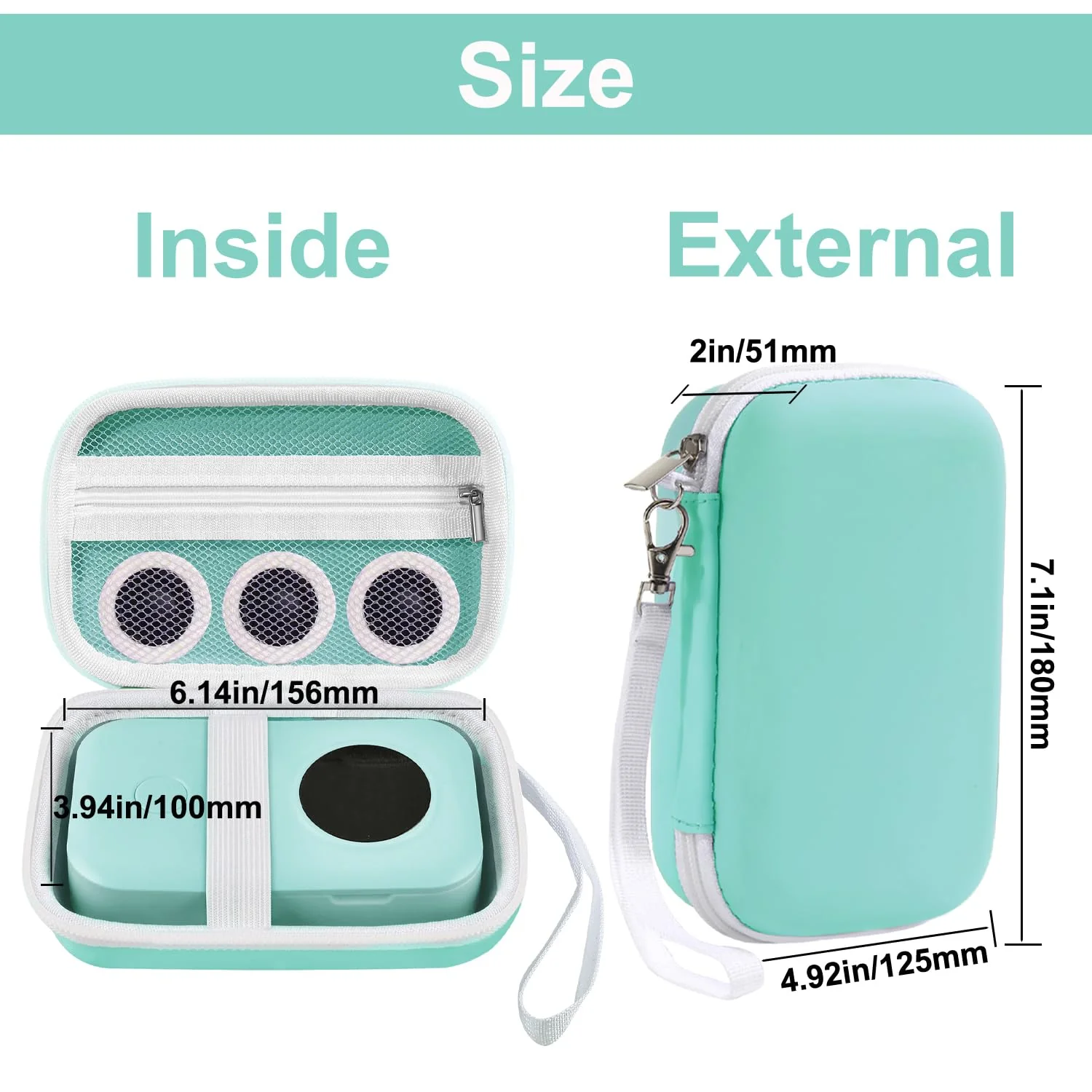 D30 Label Maker Case Green Compatible with Phomemo D30 D35 Label Maker, for NIIMBOT D11 D110, for JADENS D110, Case Easily Storage and Carry, Easily Store Your Printer, Tape, USB Line (Green) - Image 3