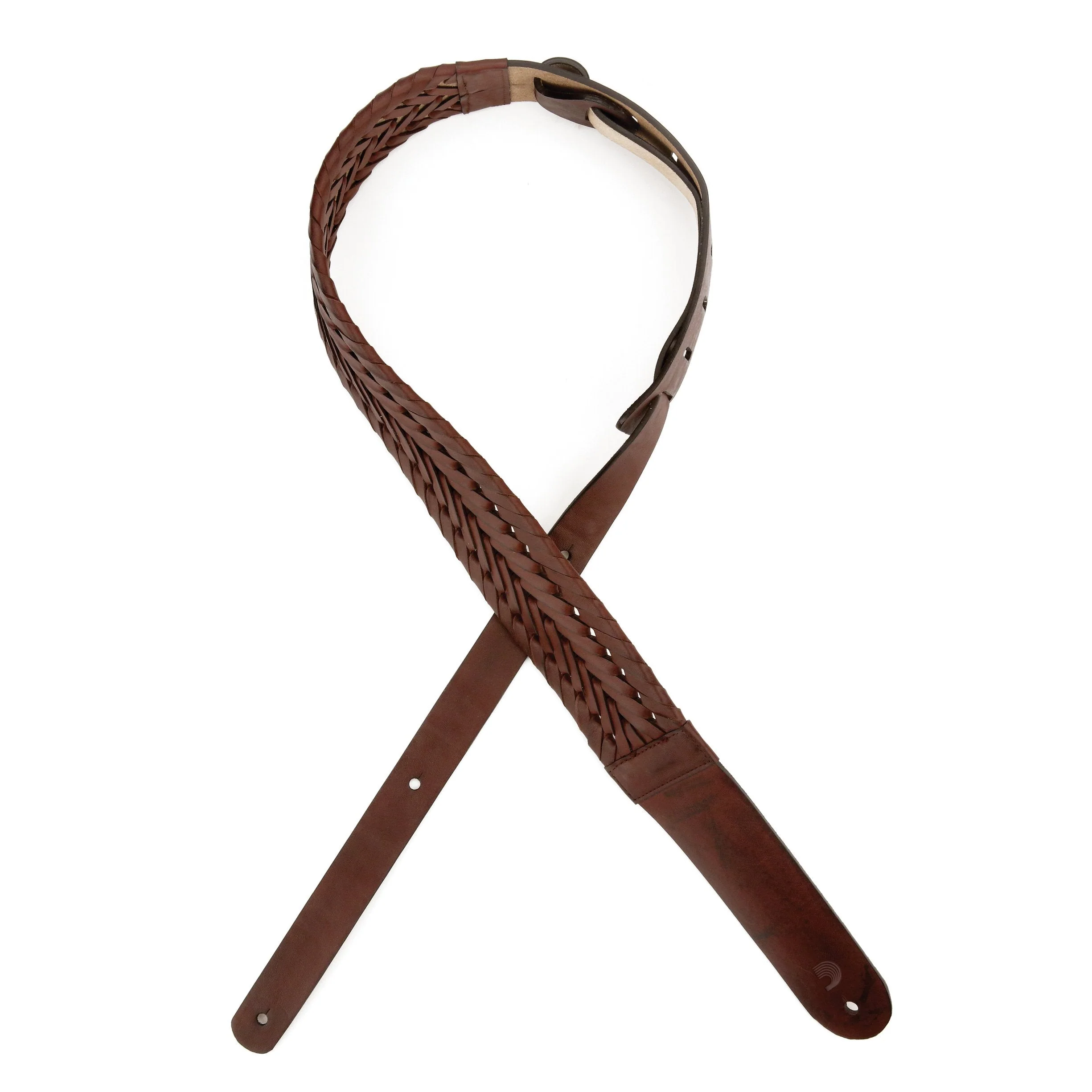 D'Addario Accessories Braided Leather Guitar Strap - Guitar Accessories - Electric Guitar Strap, Acoustic Guitar Strap, Acoustic Electric Guitar Strap & Bass Guitar Strap - Brown