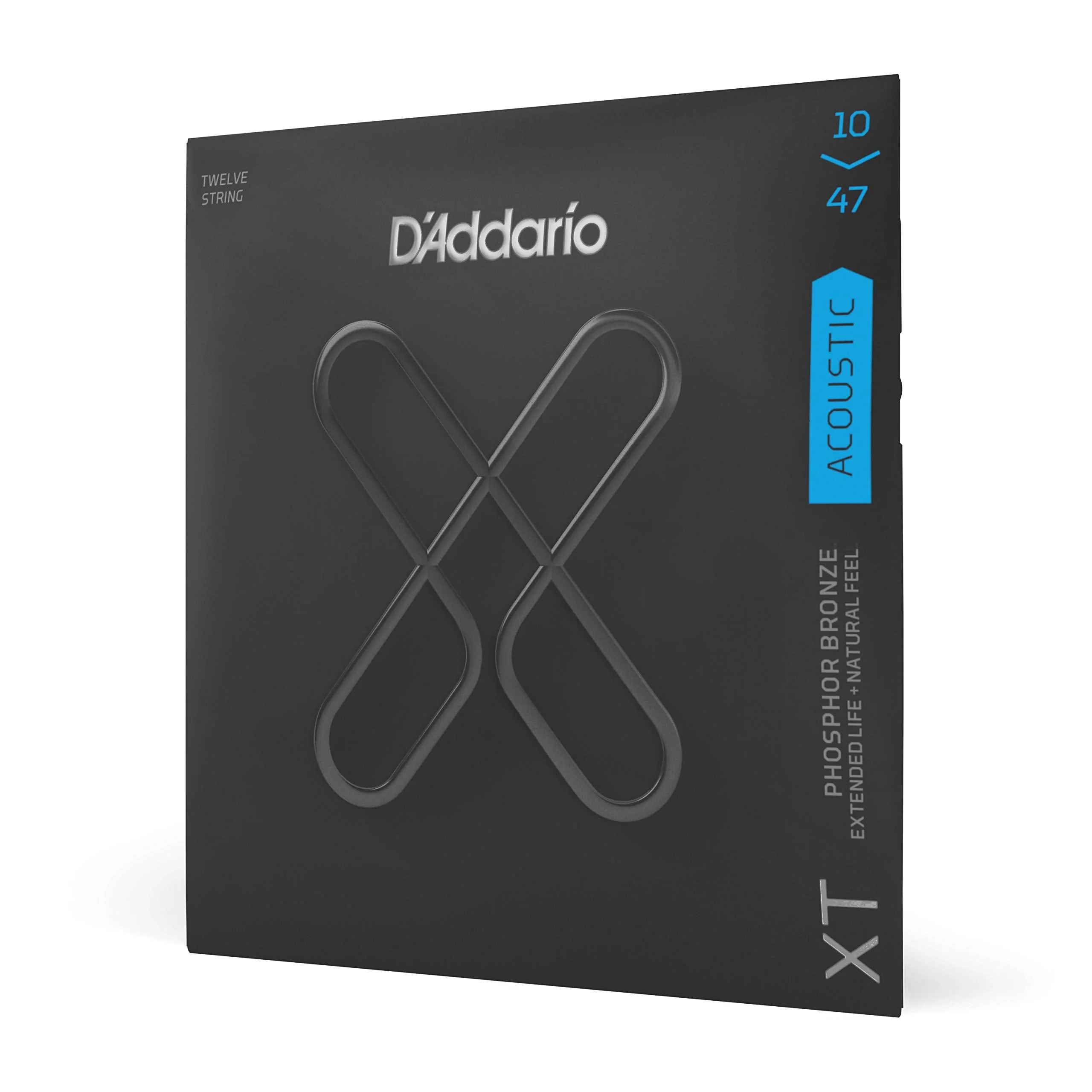 D'Addario Acoustic Guitar Strings, XT Phosphor Bronze Coated, XTAPB1047-12, Light Gauge 10-47, 12-String Set, Pack of 1 Light, 12-String, 10-47 1-Pack