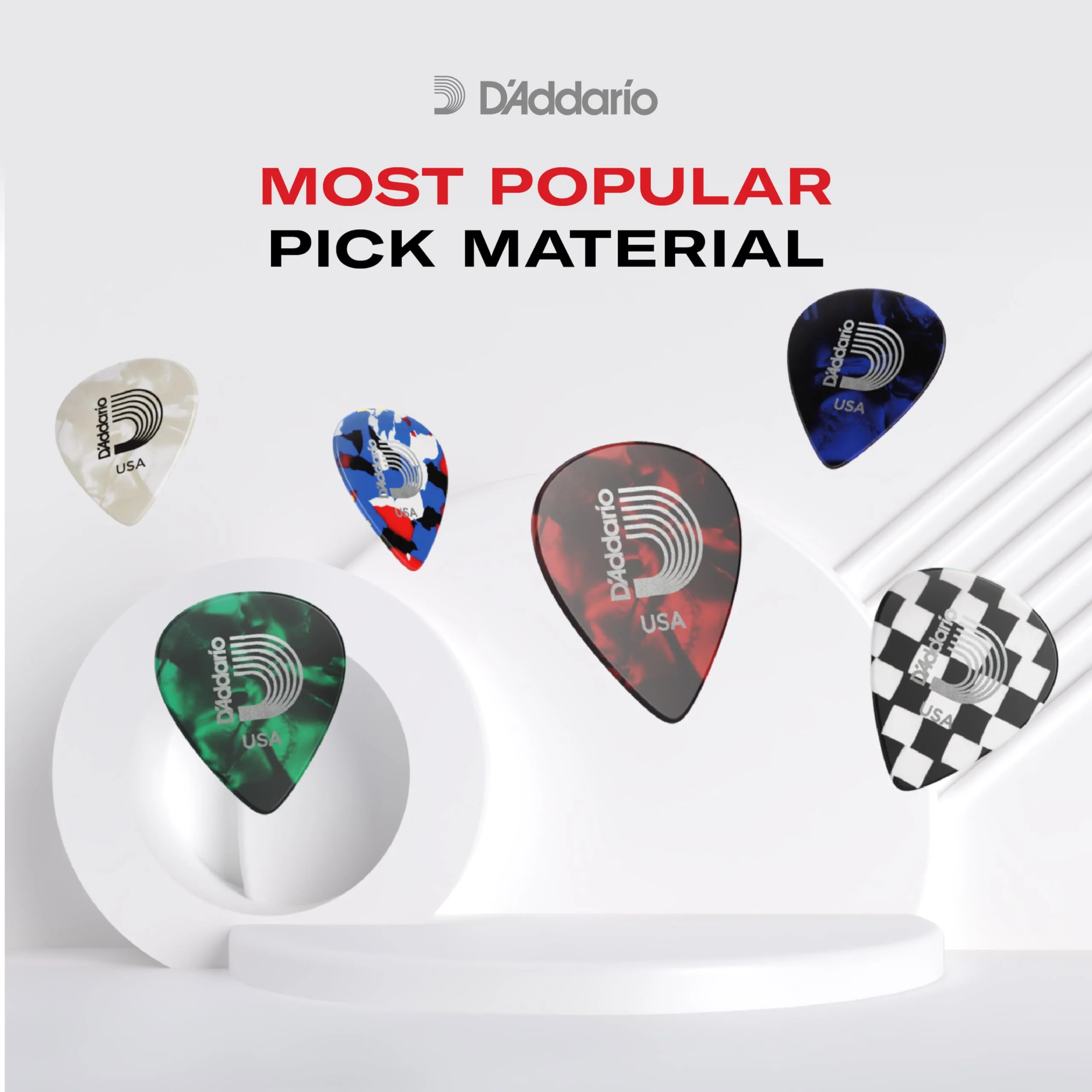 D'Addario Black Celluloid Guitar Picks, 100 pack, Heavy 100-pack 1mm-Heavy - Image 2