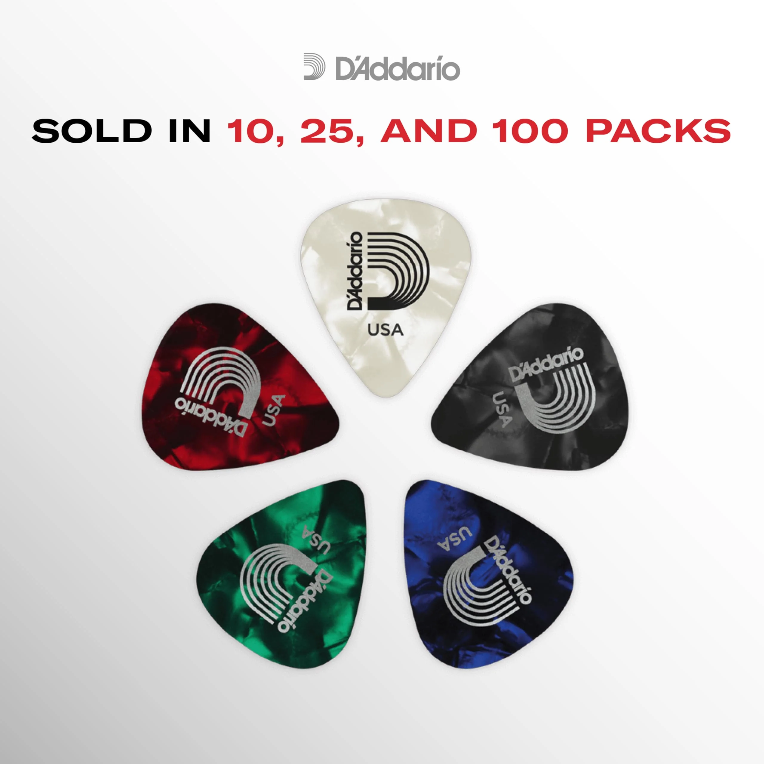 D'Addario Black Celluloid Guitar Picks, 100 pack, Heavy 100-pack 1mm-Heavy - Image 5