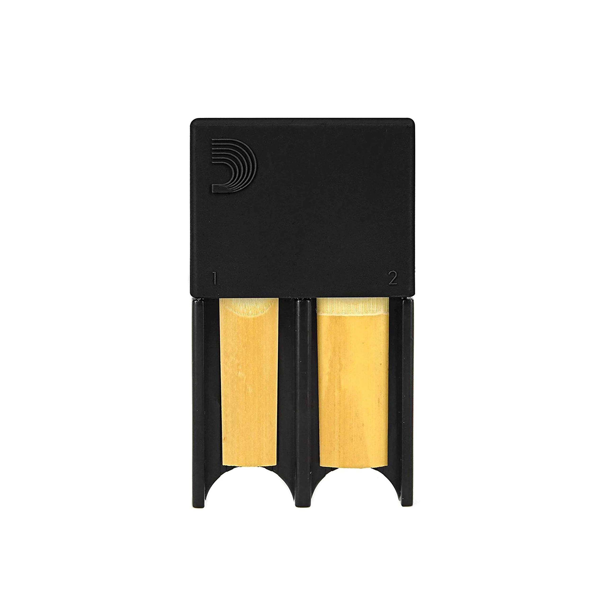 D'Addario Reed Guard - Sax & Clarinet Reed Case - Fits Reeds for Eb Clarinet, Bb Clarinet, Soprano Saxophone, & Alto Saxophone - Holds 4 Reeds - Prevents Warping - Black Small