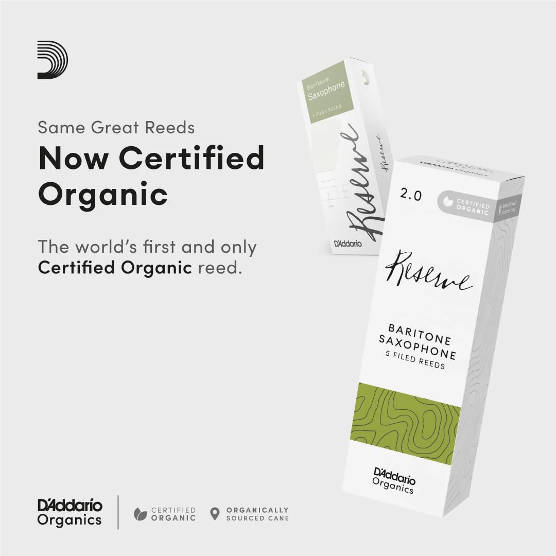D'Addario Reserve Baritone Saxophone Sax First & Only Organic Reed-3.0 Strength, 10 Pack (ODLR0530) Strength 3.0 - Image 3