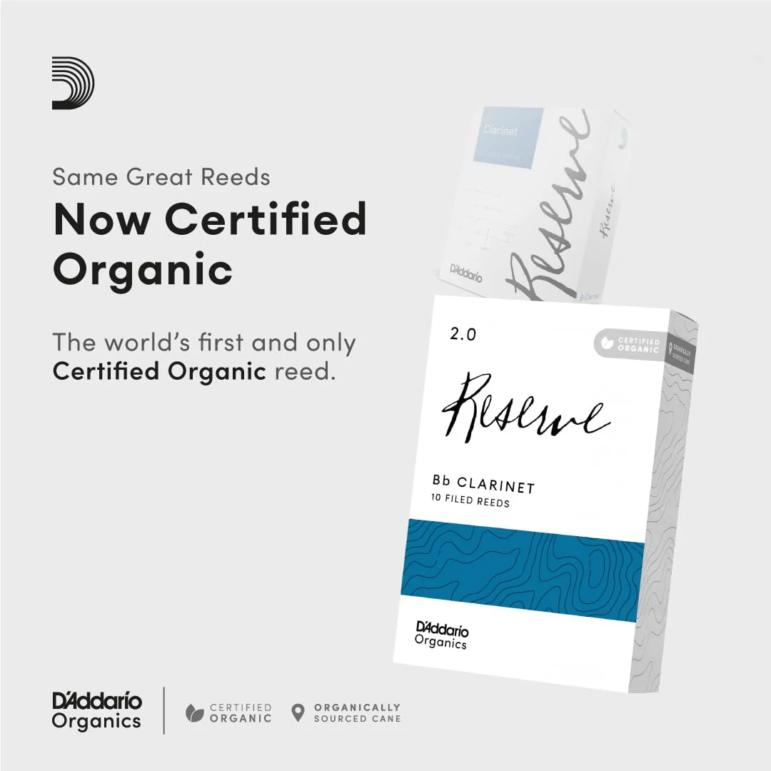 D'Addario Reserve Bb First & Only Organic 2.5 Strength, 10 Pack Clarinet Reeds (ODCR1025) - Image 3
