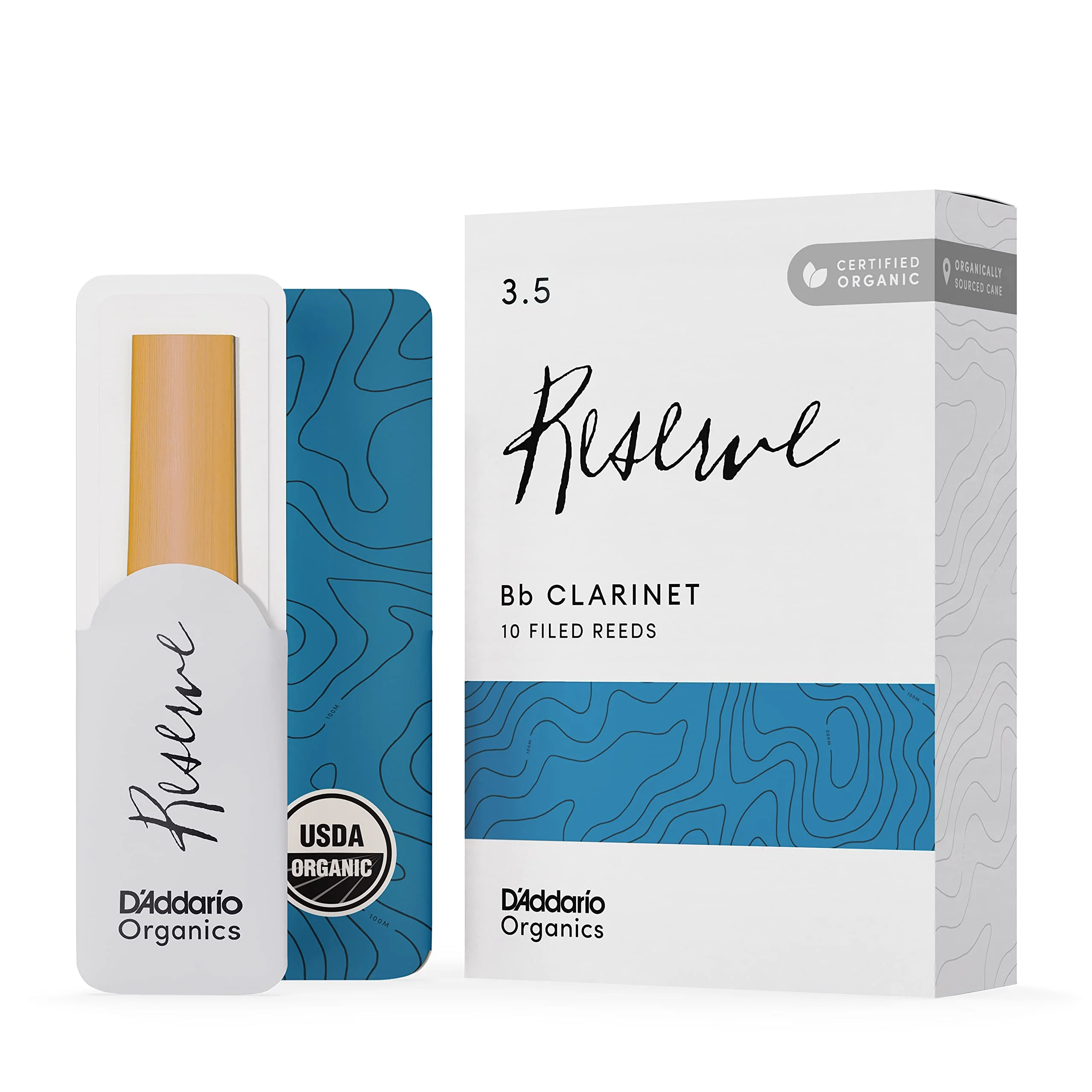 D'Addario Reserve Bb First & Only Organic 3.5 Strength, 10 Pack Clarinet Reeds (ODCR1035)