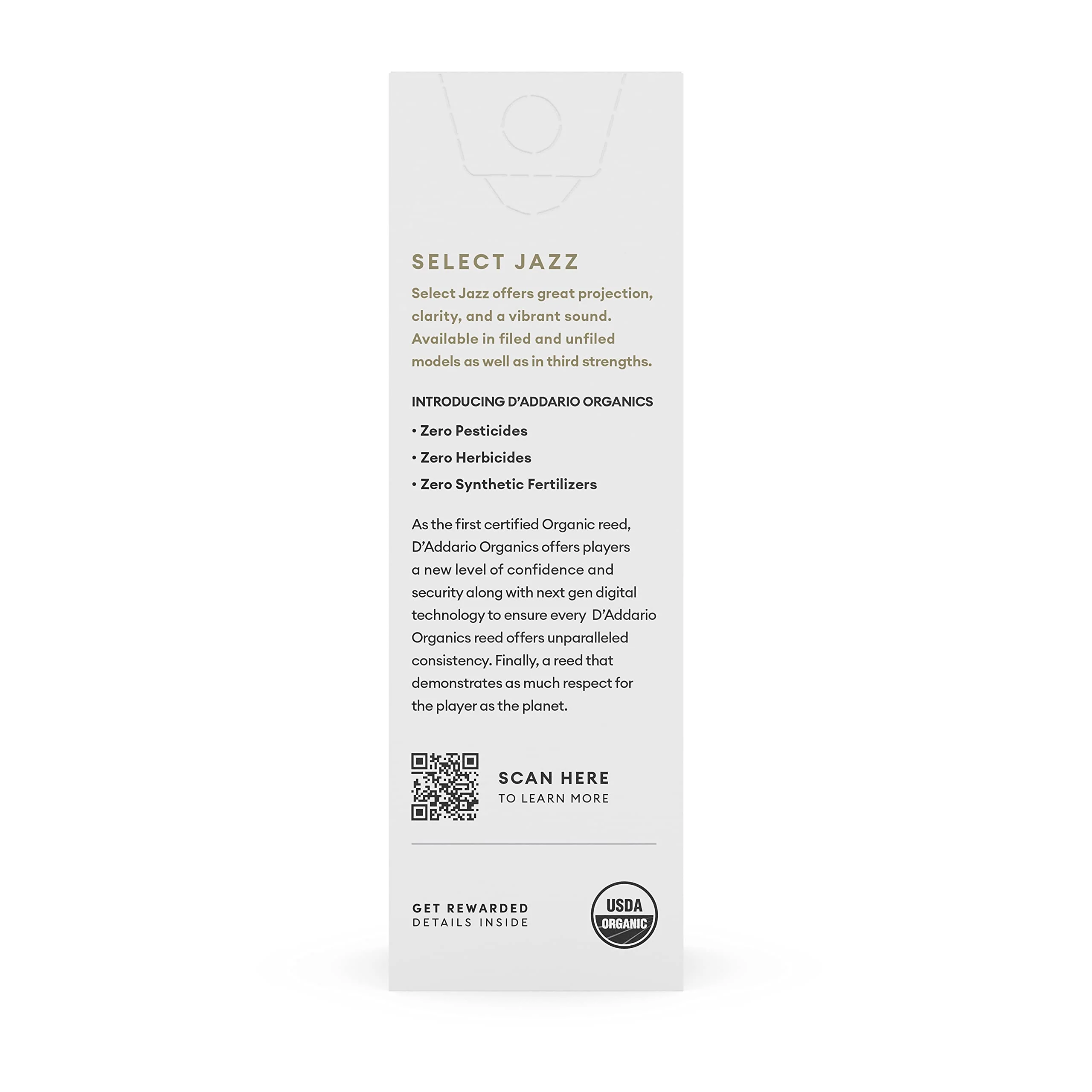 D'Addario Select Jazz Filed Sax First & Only Organic 3 Medium, 5 Pack Tenor Saxophone Reeds (ORSF05TSX3M) - Image 2