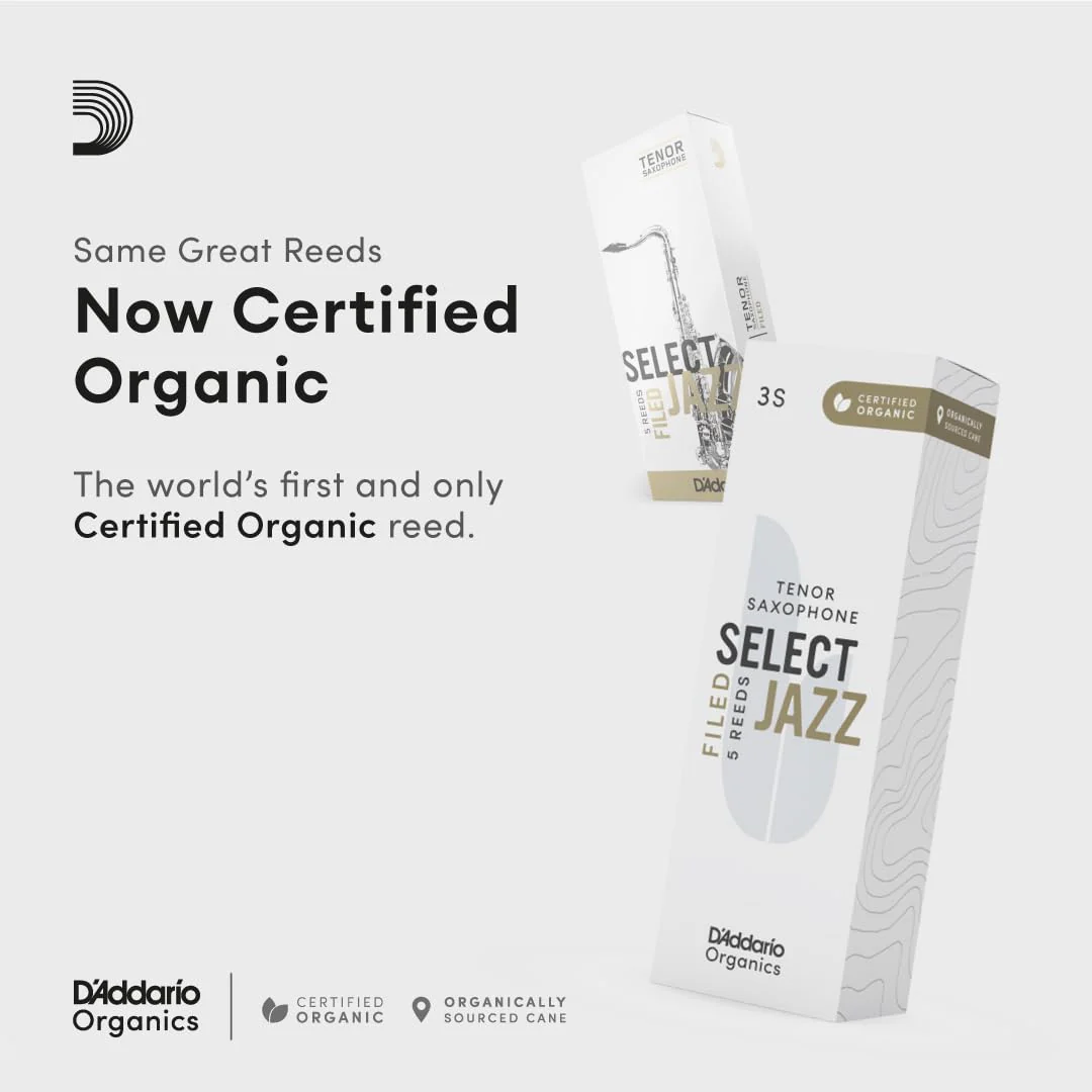 D'Addario Select Jazz Filed Sax First & Only Organic 3 Medium, 5 Pack Tenor Saxophone Reeds (ORSF05TSX3M) - Image 3