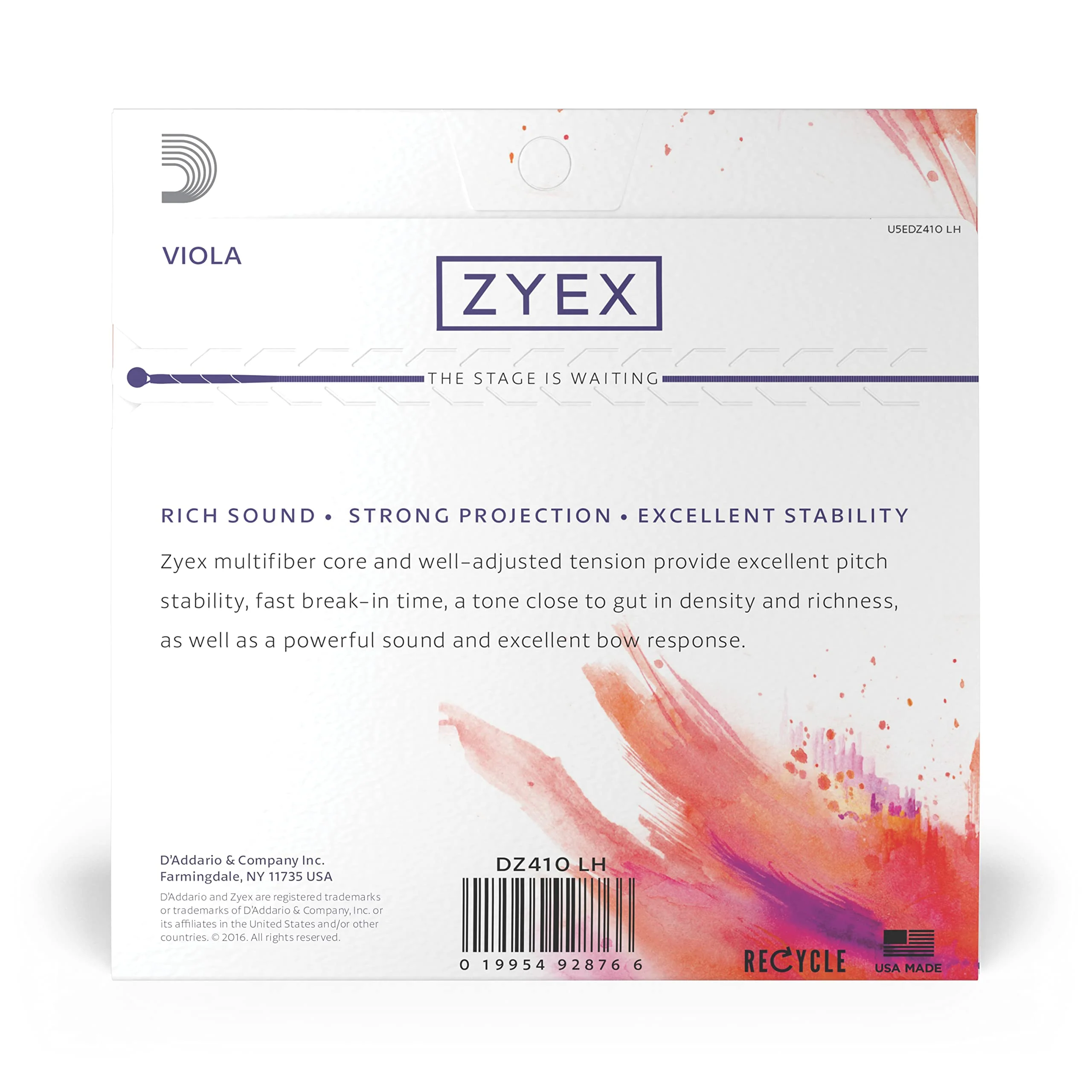D'Addario Zyex Viola String Set, Long Scale, Heavy Tension Full Set - Image 3