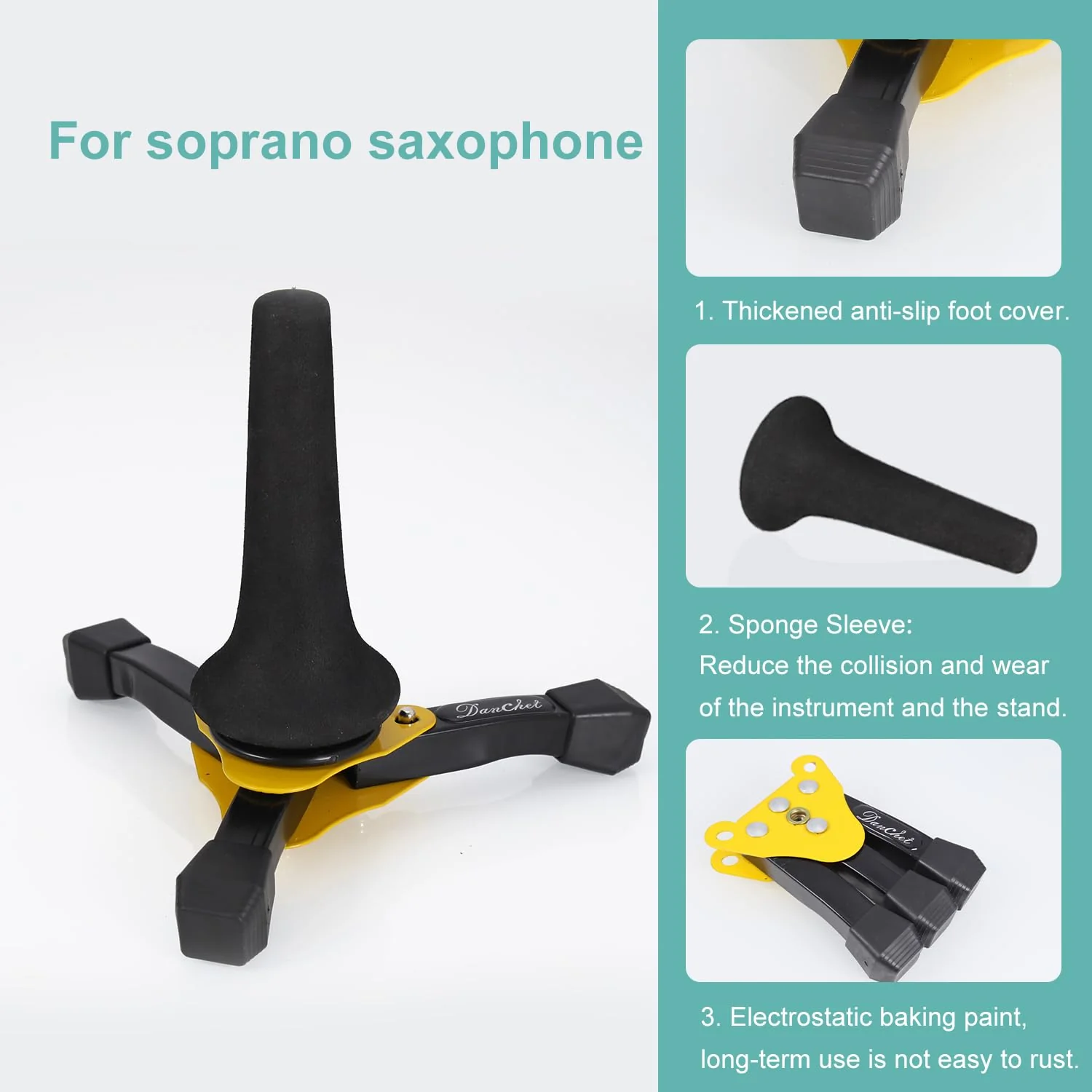 Danchet Foldable Portable Soprano Saxophone Stand, Sax Tripod Holder, Portable Soprano Saxophone Stand… Soprano Sax Stands - Image 4