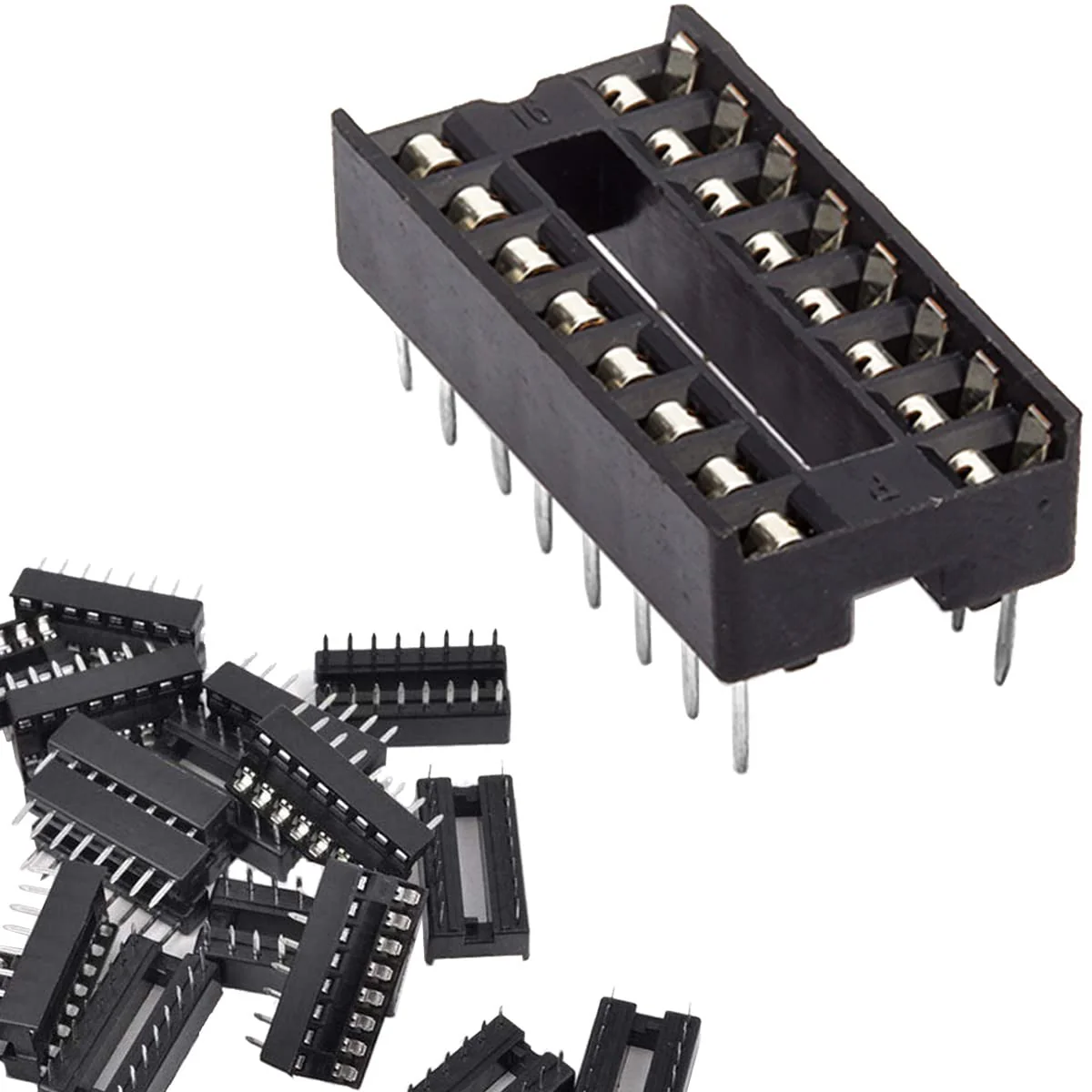 DAOKAI Dip IC Sockets, Pack of 50 16-Pin IC Socket Soldering Set, Dual Row Solder Adapter Set, 2.54 mm Pitch, Flat Pin Chip Connector Adapter 16 Pin IC Chip Socket Adapter