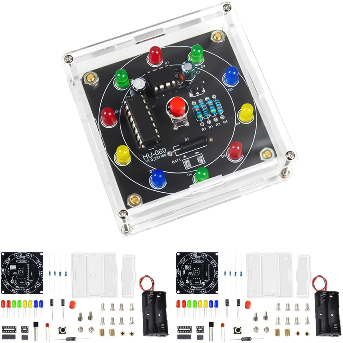 DAOKAI Soldering Practice Kit DIY Electronic Turntable LED Fluorescent Tube Training Board Handmade Electronics Beginners Learning Soldering Fun Kit for Electronics Training 2 Sets Type 3